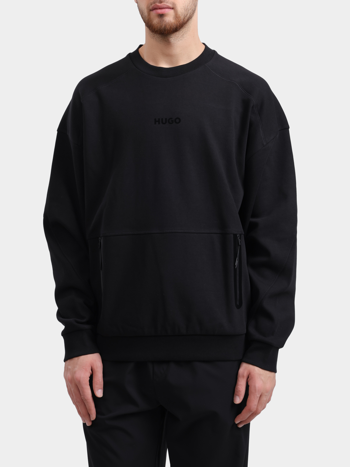 Свитшот Dubilos 10272299 черный мужской с фактурной отделкой — купить в интернет-магазине Verdistore