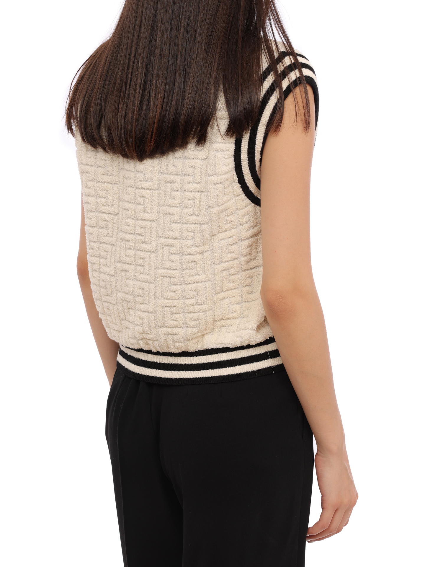 Жилет Balmain BF1AB355KE95 GKP трикотажный женский с логотипом — купить в интернет-магазине Verdistore