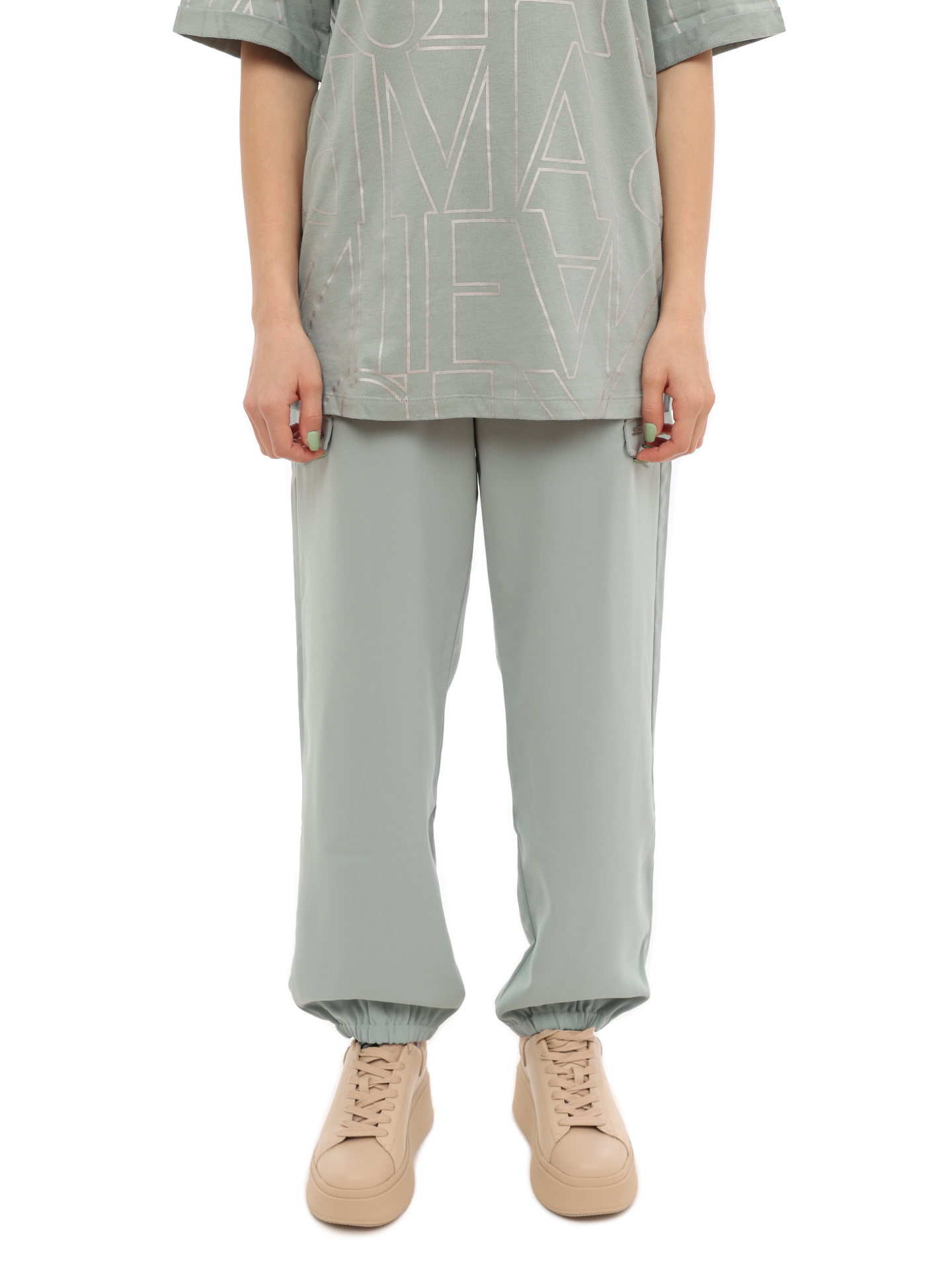 картинка Брюки спортивные Armani Exchange 6LYP31 YN4FZ 1872 голубые женские с накладными карманами от магазина Verdistore