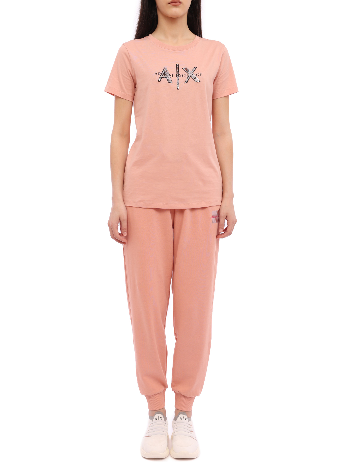 Брюки спортивные Armani Exchange 3RYP84 YJDSZ 14AO персиковые женские из хлопка — купить в интернет-магазине Verdistore