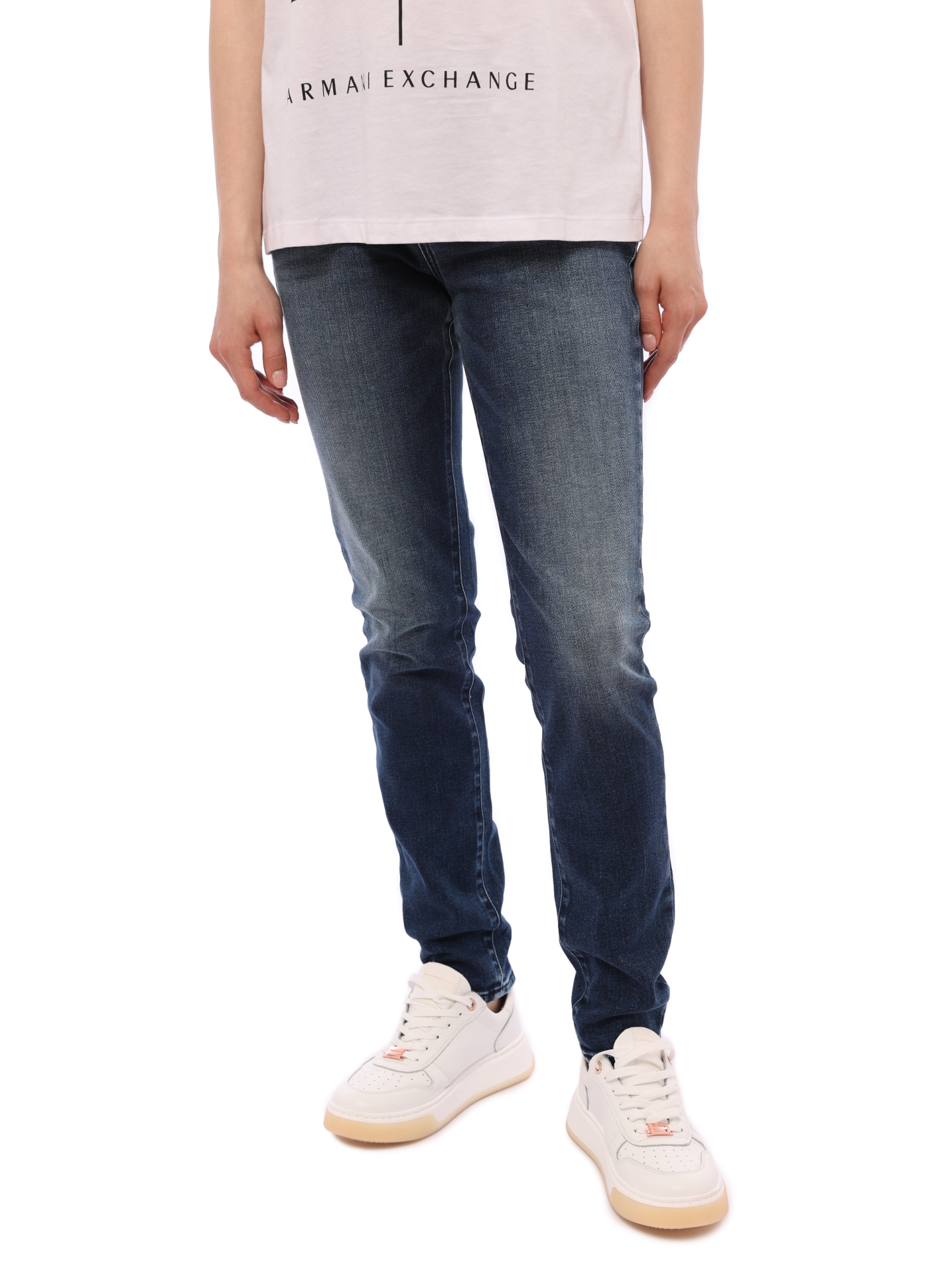 Джинсы Armani Exchange J01 синие женские с потертостями — купить в интернет-магазине Verdistore