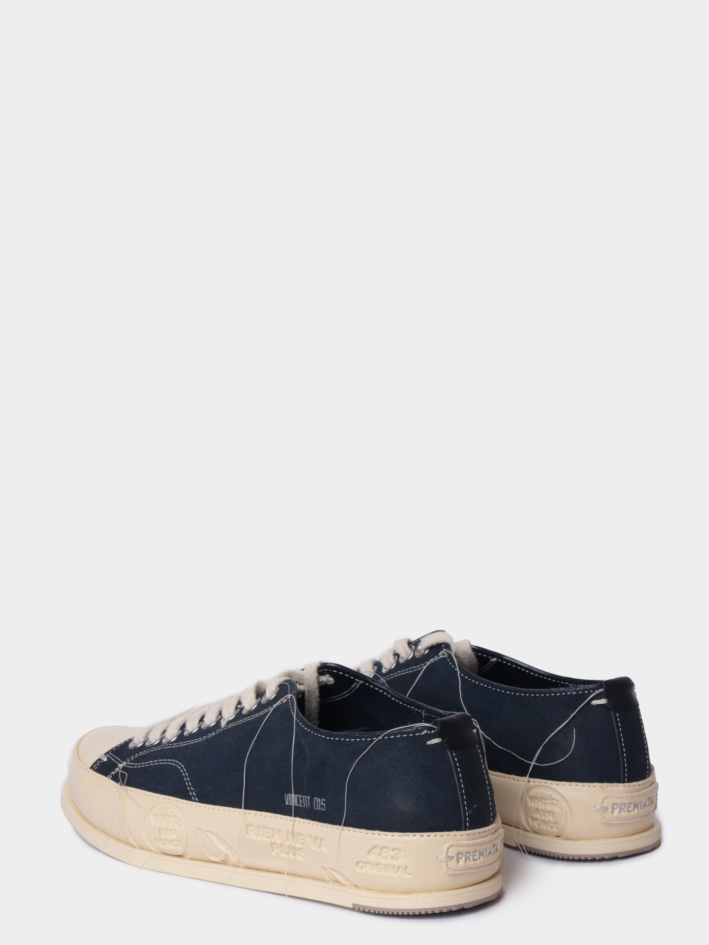 Кеды Premiata Sport VINCE015 NAVY темно-синие мужские на белой высокой подошве — купить в интернет-магазине Verdistore