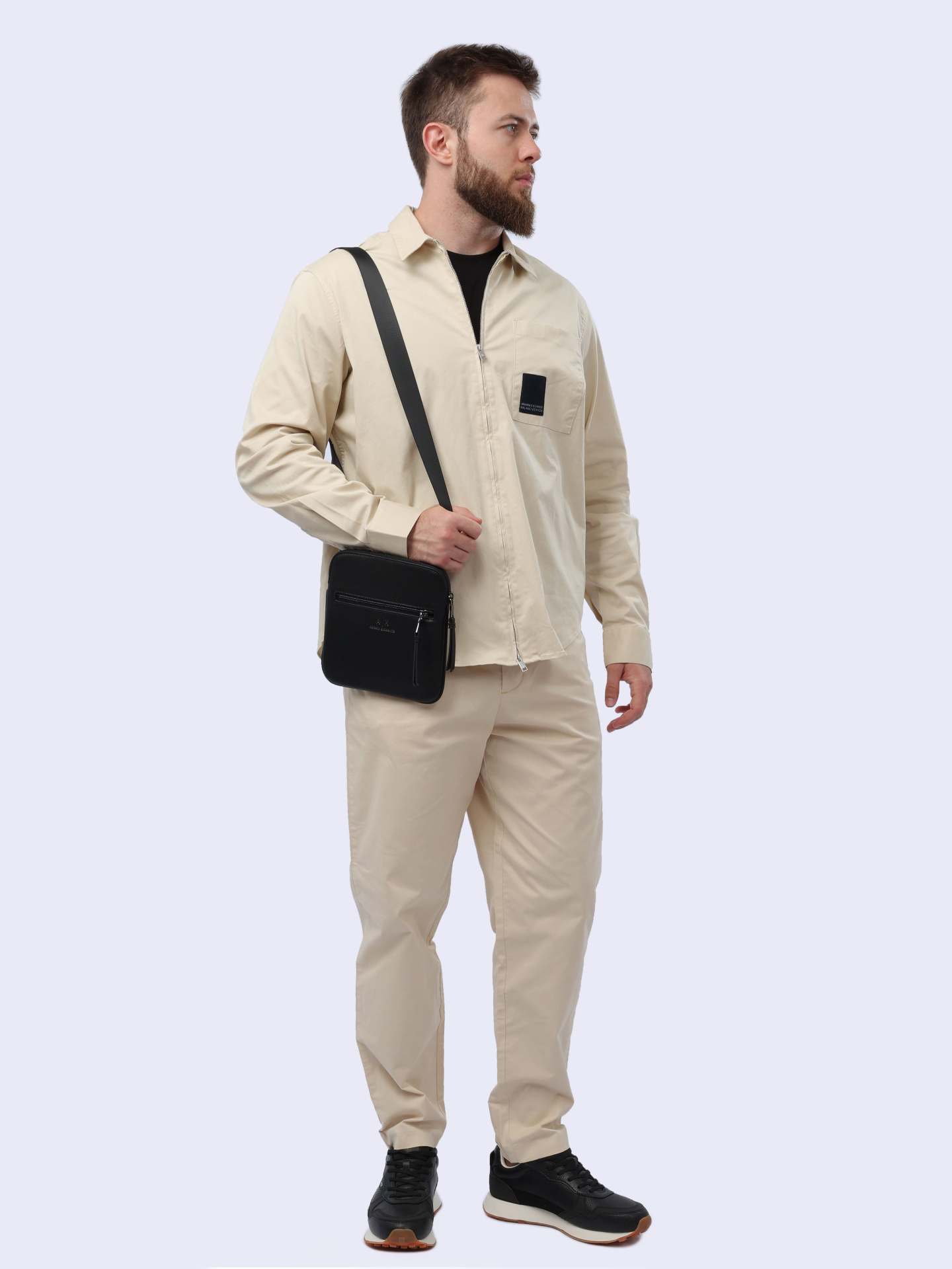 Рубашка Armani Exchange 3DZC06 ZN3TZ 1792 бежевая мужская на молнии — купить в интернет-магазине Verdistore