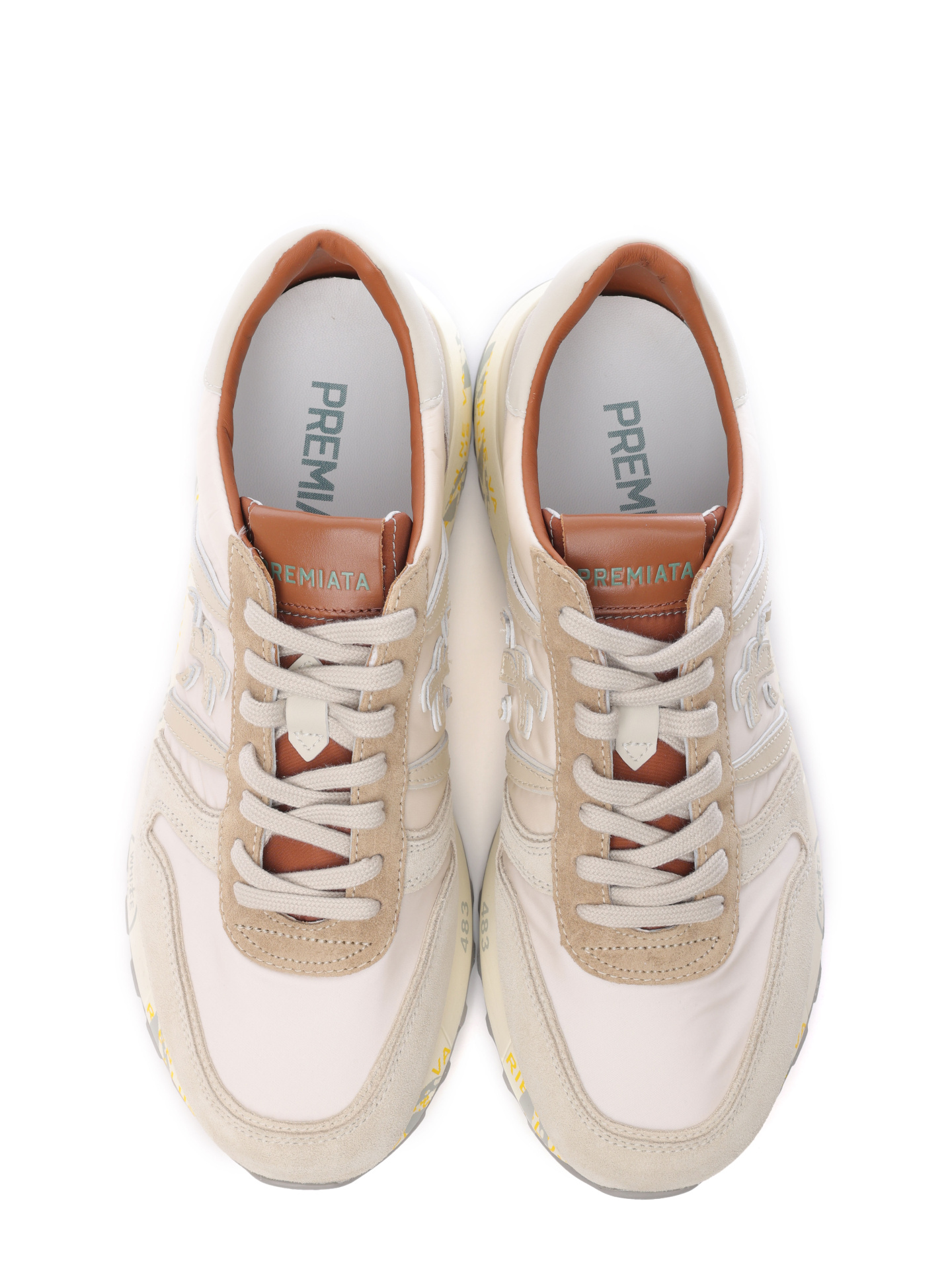 Кроссовки молочные на шнурках с принтом на белой подошве — купить в интернет-магазине Verdistore