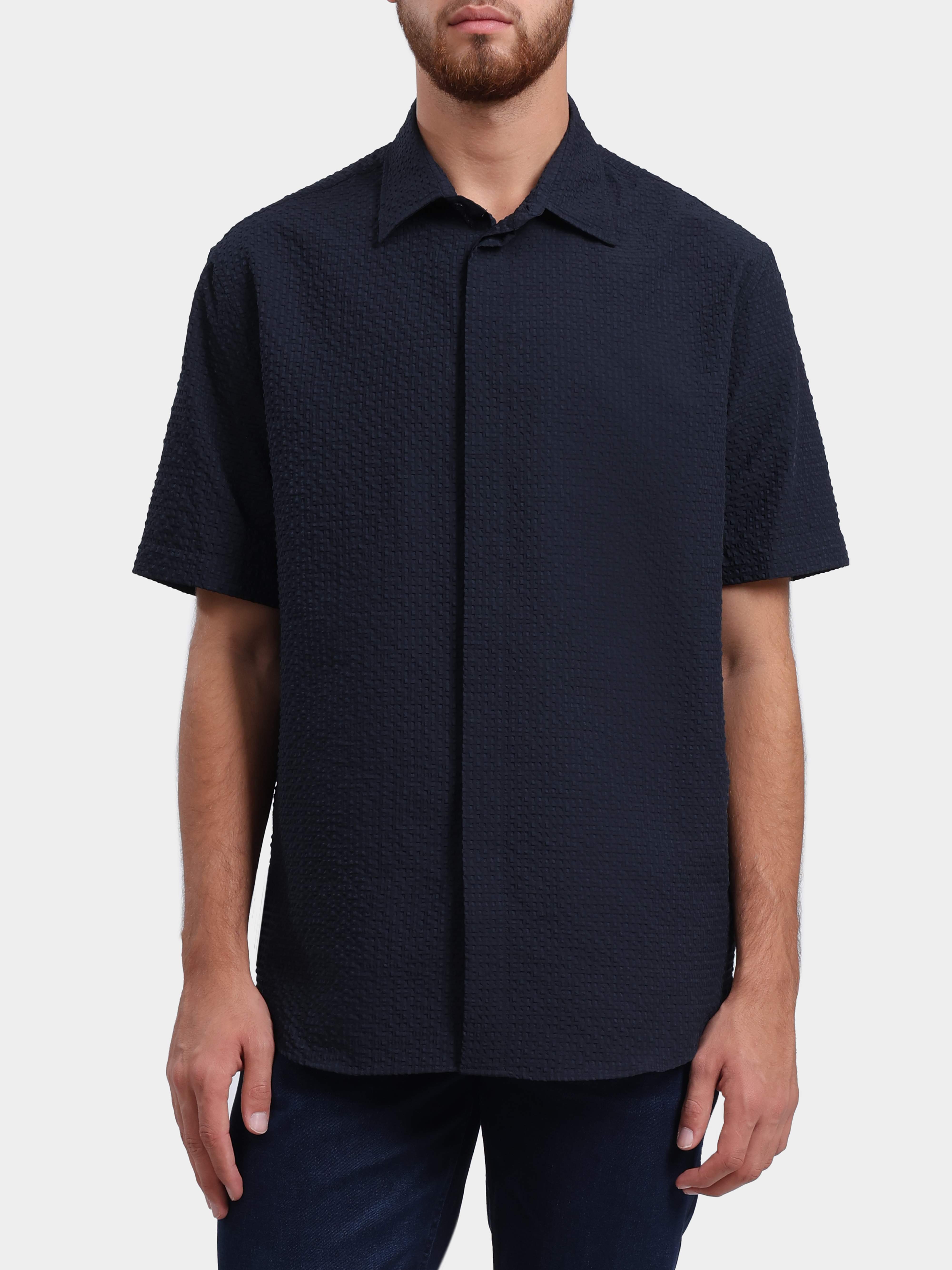Рубашка Emporio Armani EM005655 TE20392 UB109 фактурная мужская — купить в интернет-магазине Verdistore