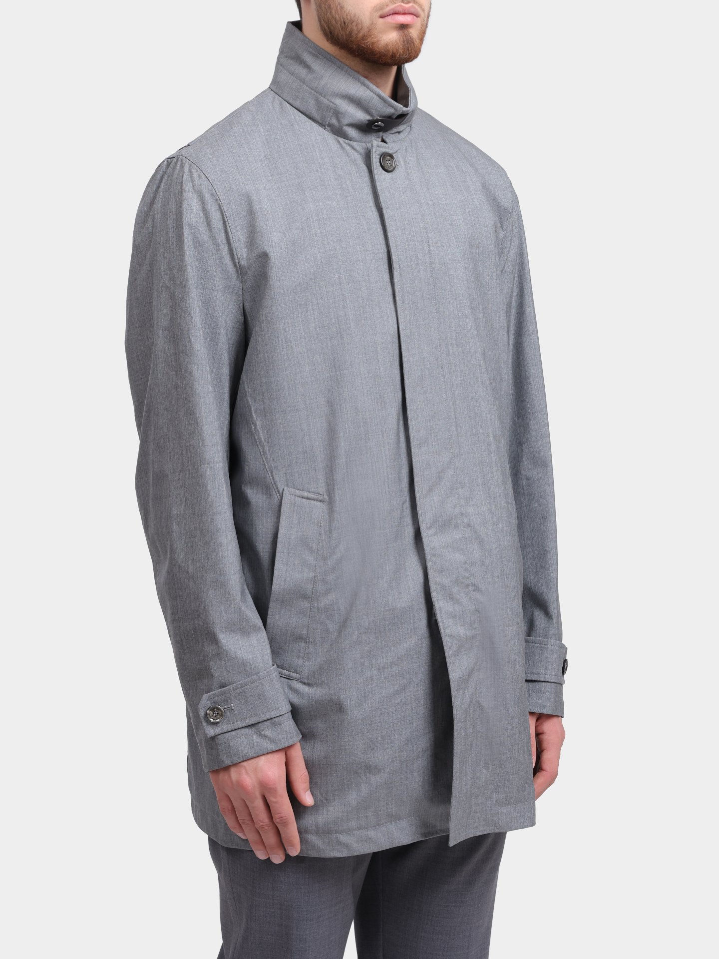 Тренч MooRER DUCA - L5 светло-серый мужской  — купить в интернет-магазине Verdistore