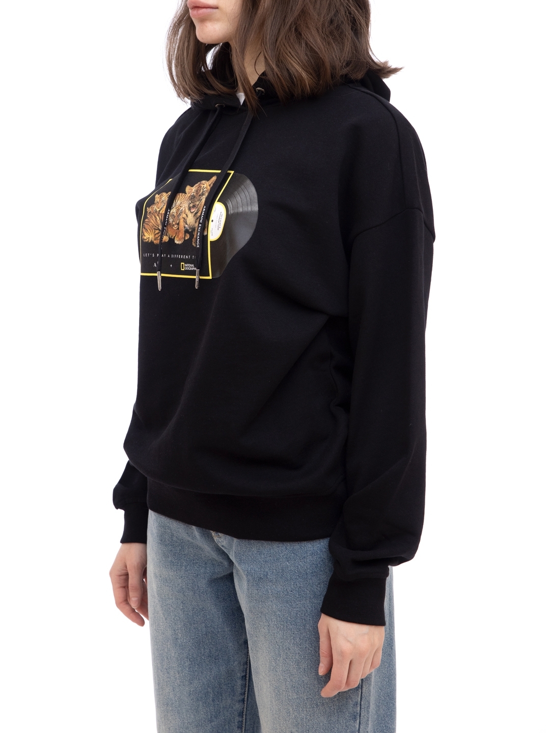 Худи Armani Exchange 3KYM50 черное женское с принтом — купить в интернет-магазине Verdistore