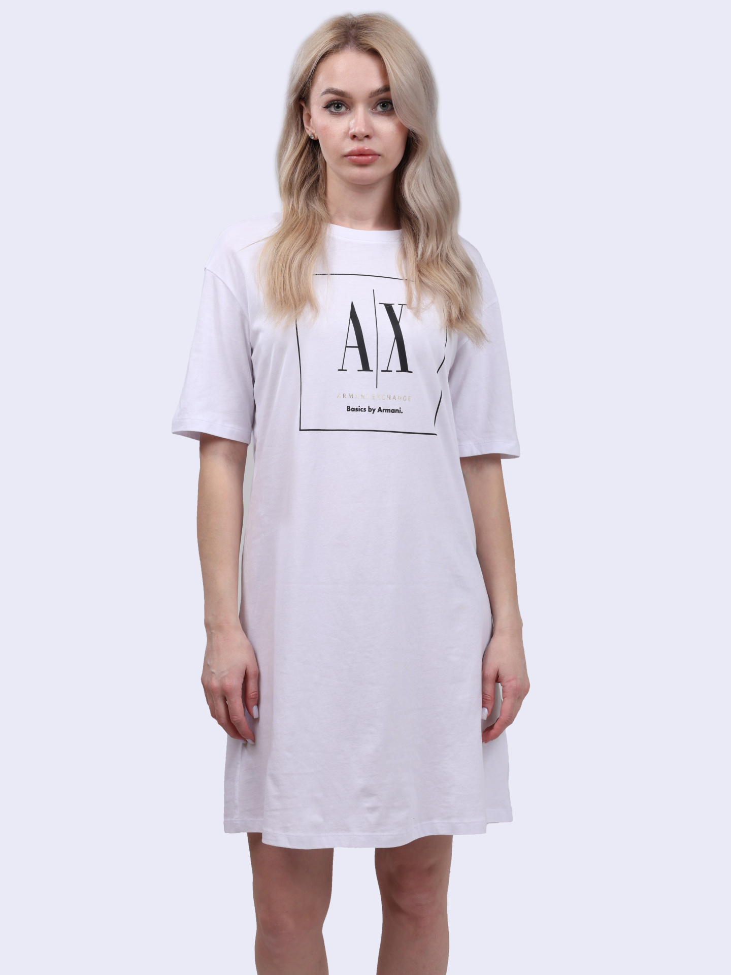 Платье Armani Exchange 3RYA78 YJ3RZ 1000 белое женское из хлопка — купить в интернет-магазине Verdistore