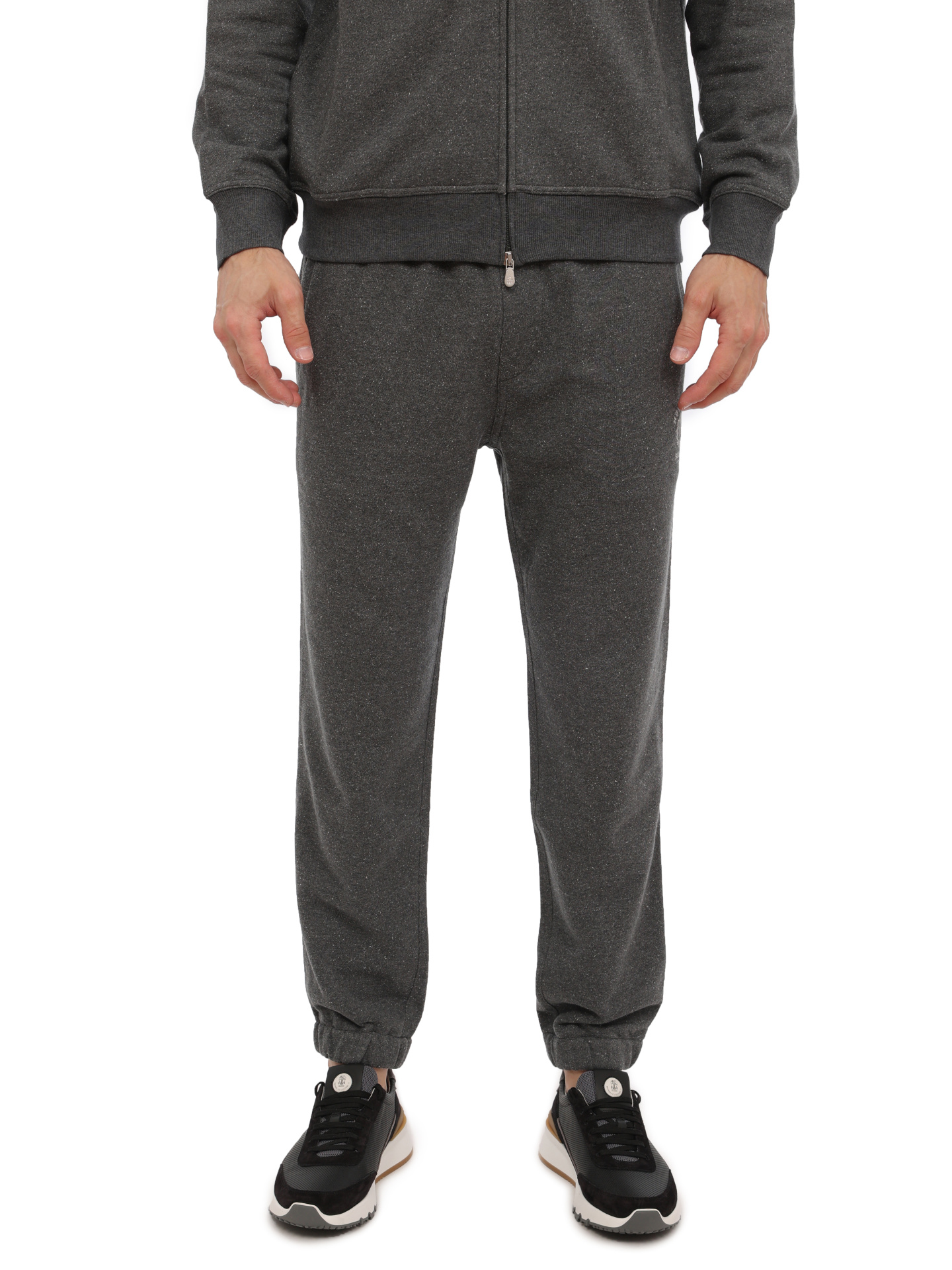 Брюки Brunello Cucinelli MTU22B2206 CGD54 серые мужские с логотипом — купить в интернет-магазине Verdistore