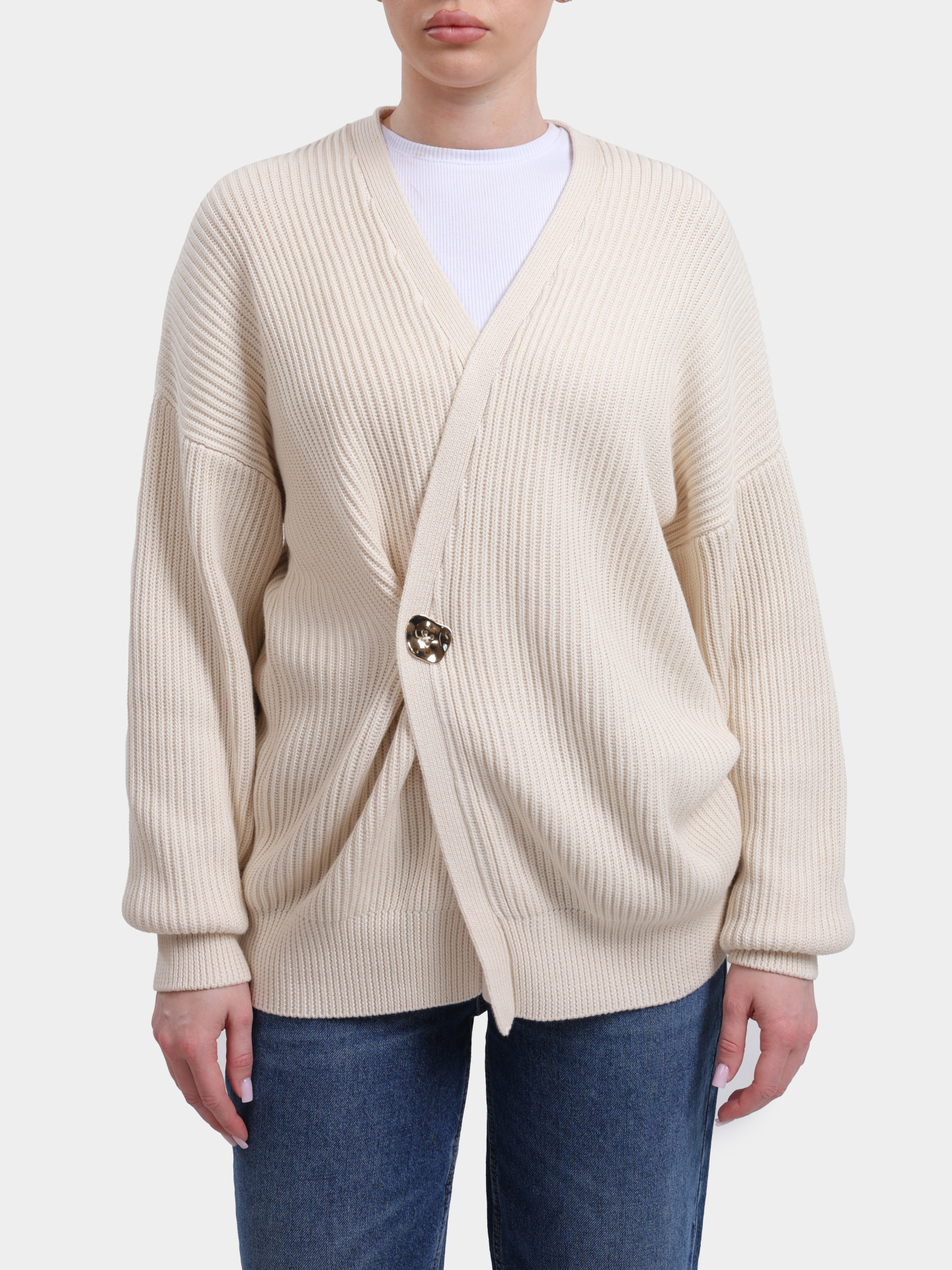 Кардиган Liu-Jo BLACK LABEL CA6194 MS042 P9572 бежевый женский с застёжкой на крупную пуговицу — купить в интернет-магазине Verdistore