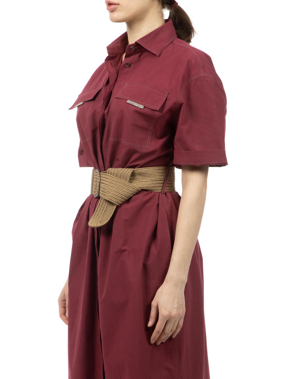 Платье Brunello Cucinelli MH127AFM24 C9488 хлопковое женское с поясом — купить в интернет-магазине Verdistore