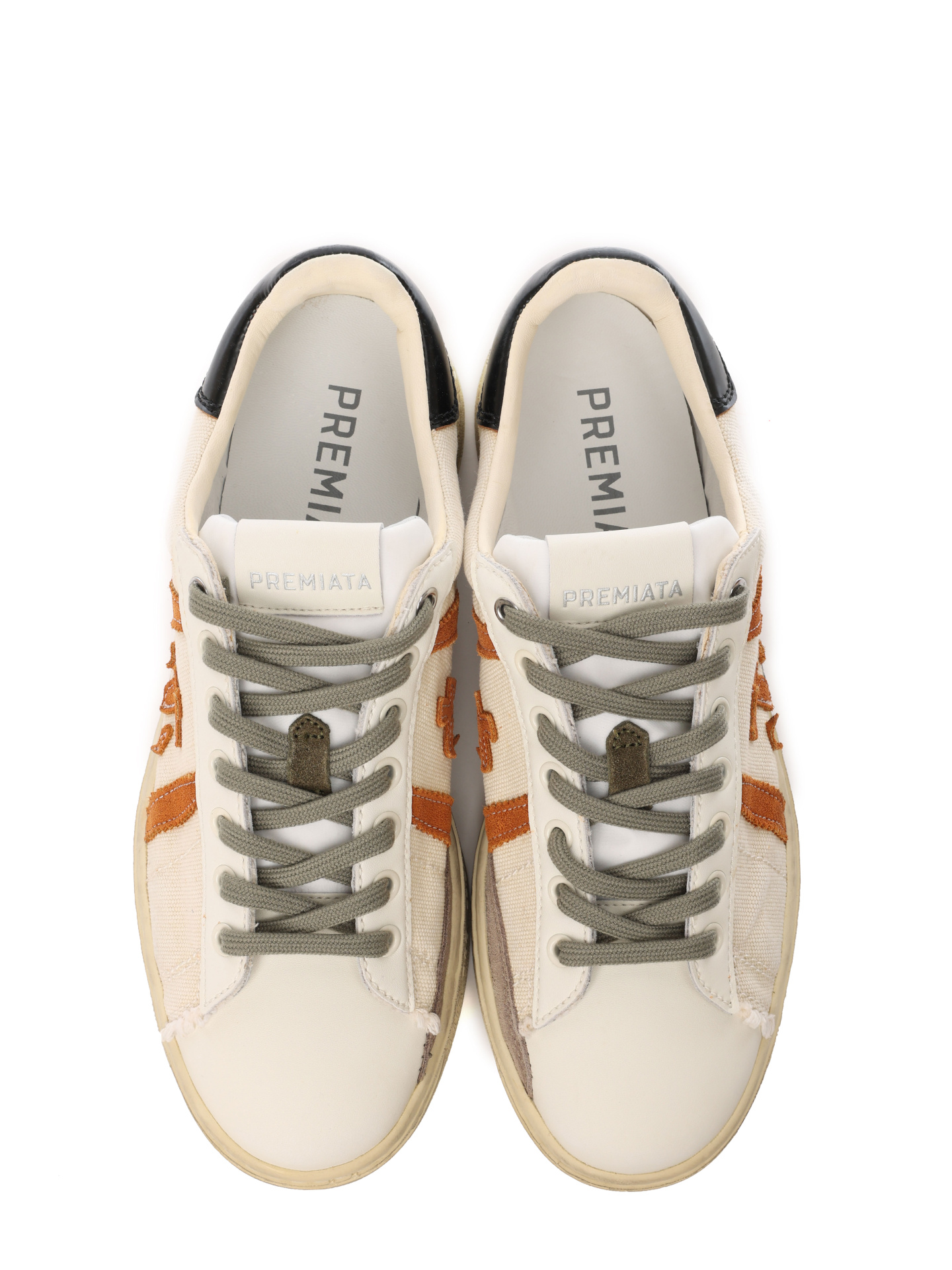 Кеды бежевые с рыжим логотипом-вставкой сбоку — купить в интернет-магазине Verdistore