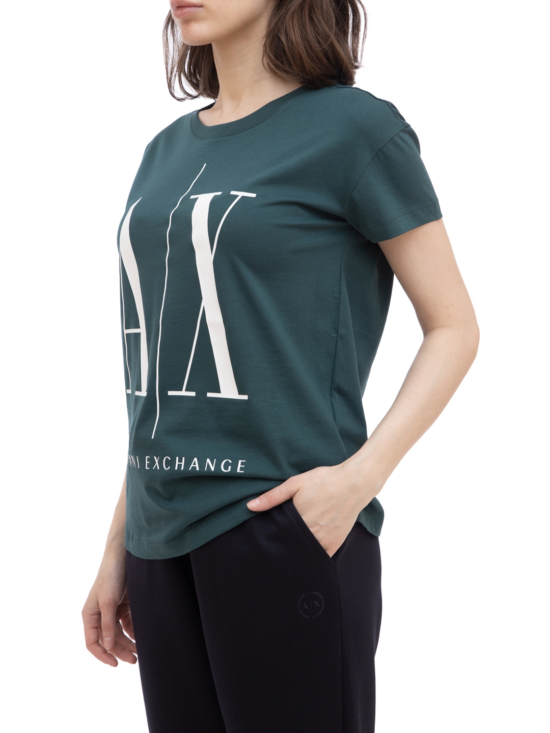 Футболка Armani Exchange 8NYTCX зеленая женская с логотипом — купить в интернет-магазине Verdistore