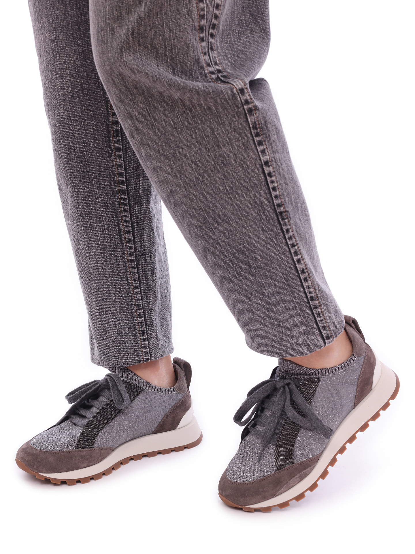 Кроссовки Brunello Cucinelli MZ34G2069 CP727 комбинированные женские — купить в интернет-магазине Verdistore