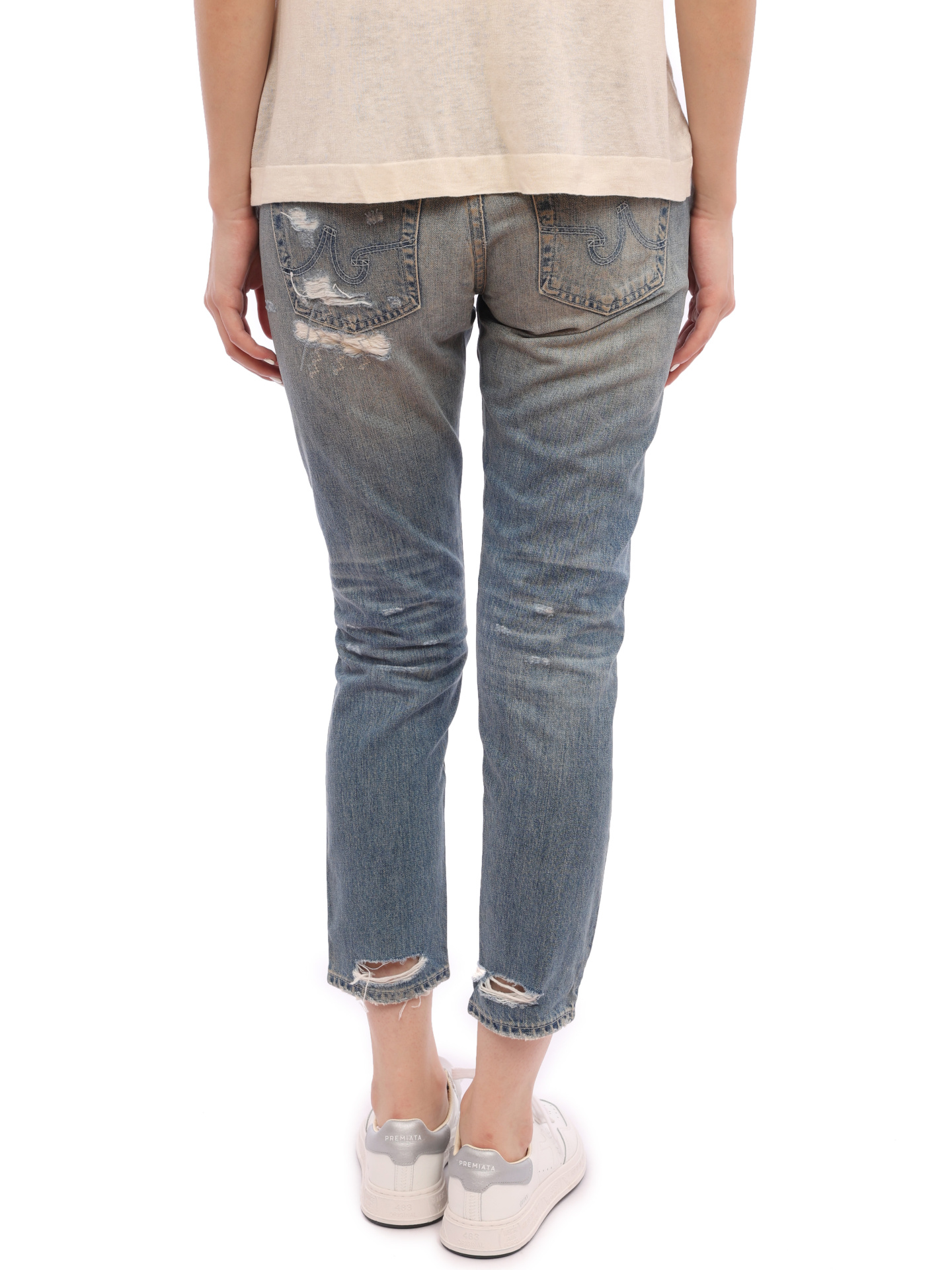 Джинсы AG LGN 1519 17Y-FKL голубые женские с потертостями — купить в интернет-магазине Verdistore