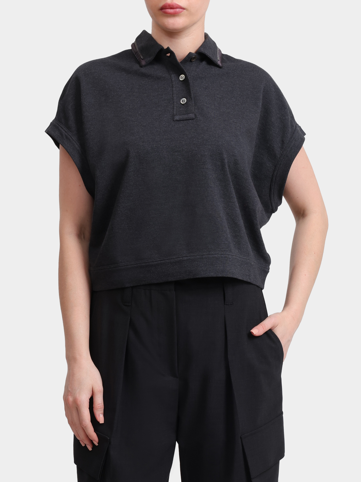 Поло Brunello Cucinelli M0T63EM405 C8127 укороченное женское — купить в интернет-магазине Verdistore