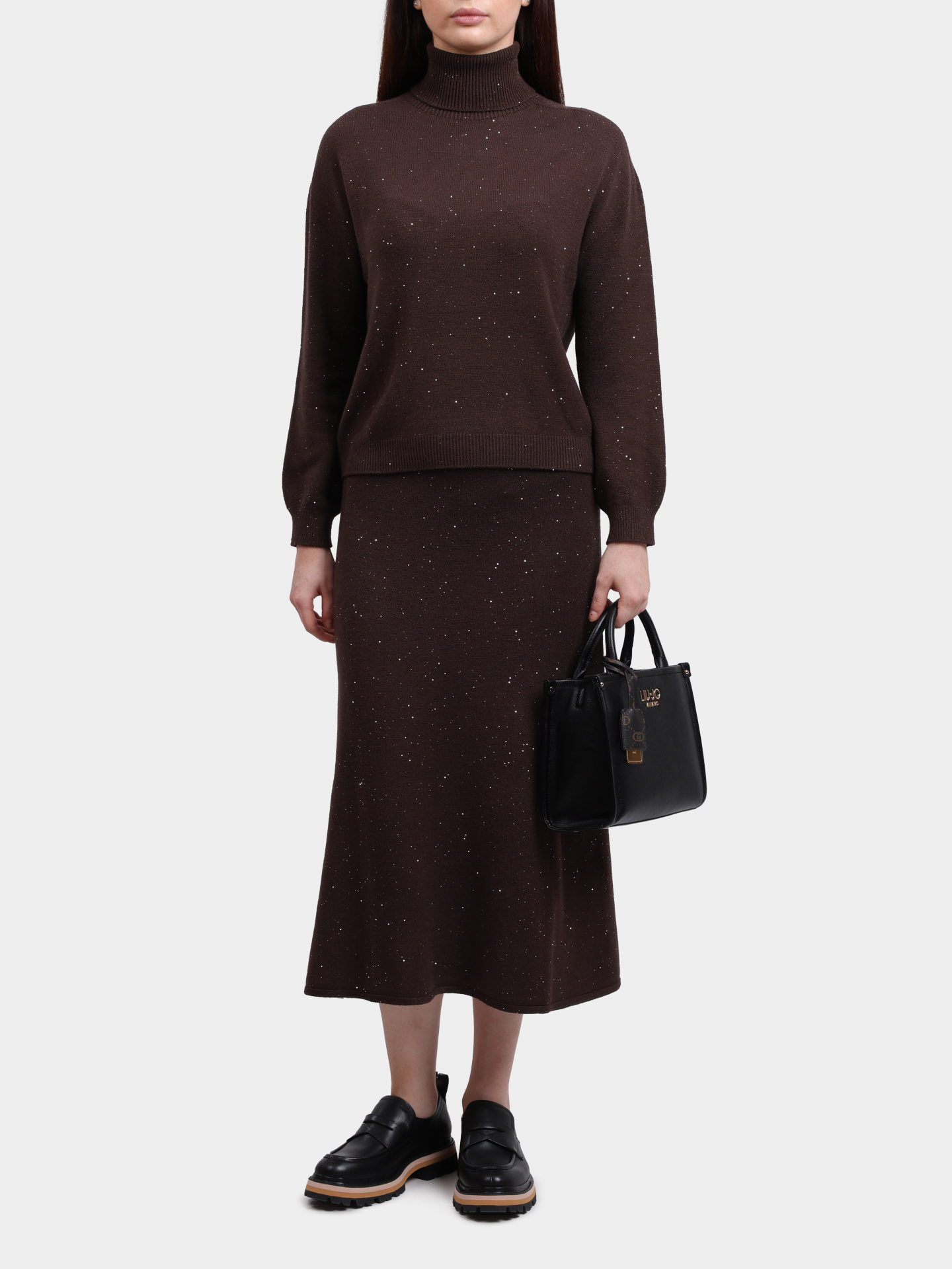 Свитер Liu-Jo MF5234 MA27R A4367 коричневый женский с пайетками — купить в интернет-магазине Verdistore