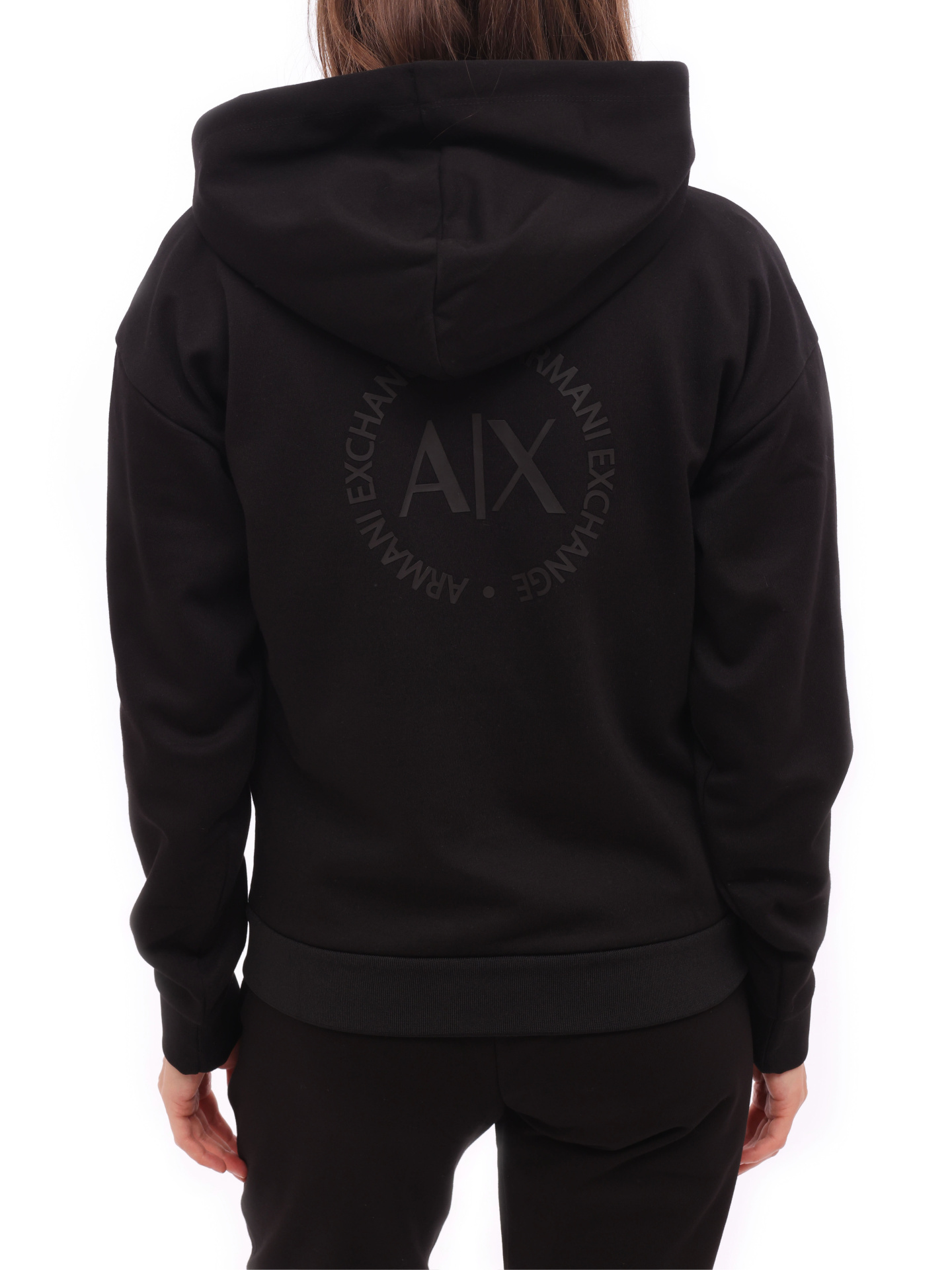 Мастерка Armani Exchange 8NYM97 YJ1GZ 1200 черная женская с логотипом — купить в интернет-магазине Verdistore