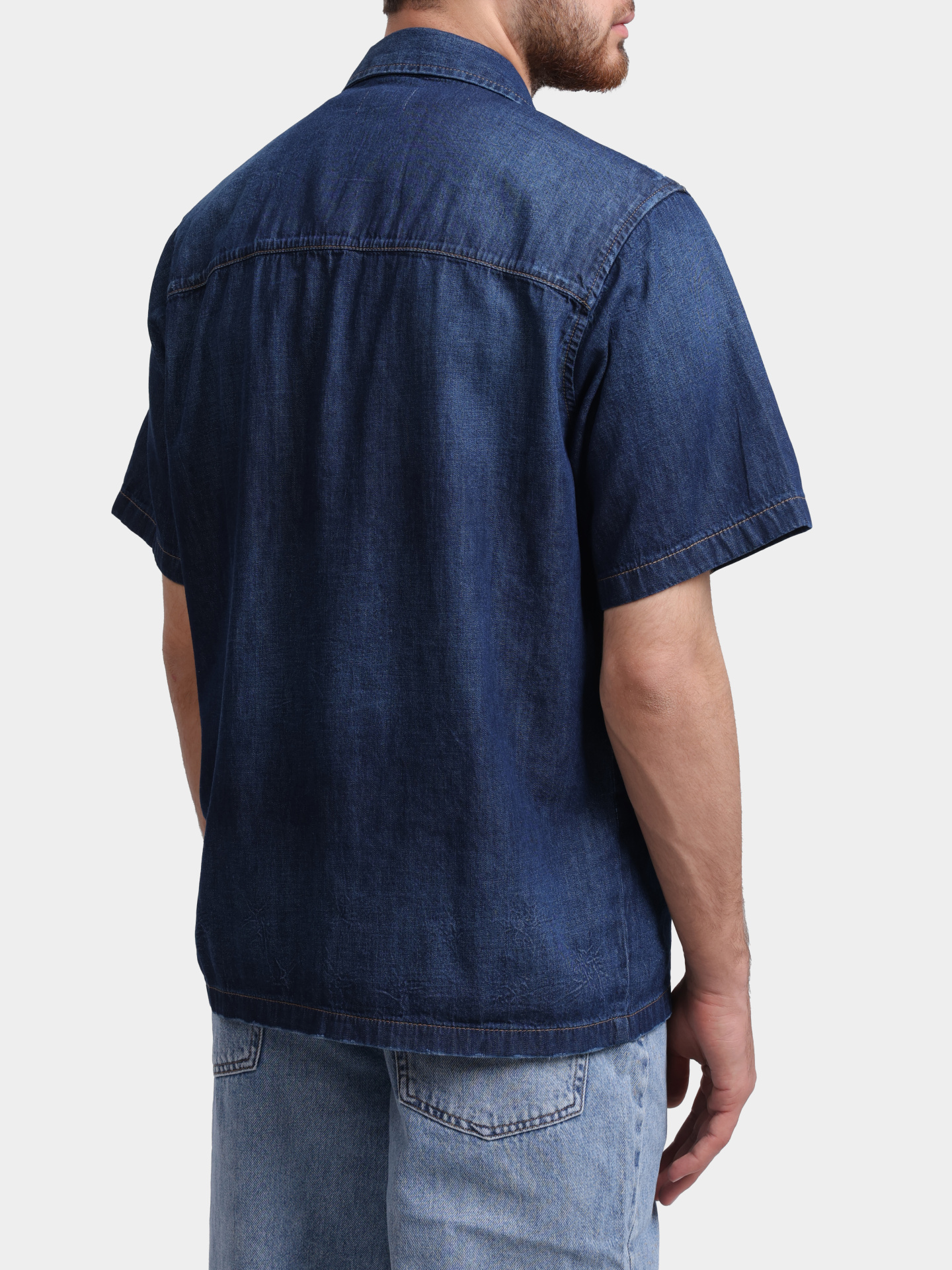 Рубашка Diesel A169570DBDB01 темно-синяя мужская с маленьким вышитым логотипом — купить в интернет-магазине Verdistore