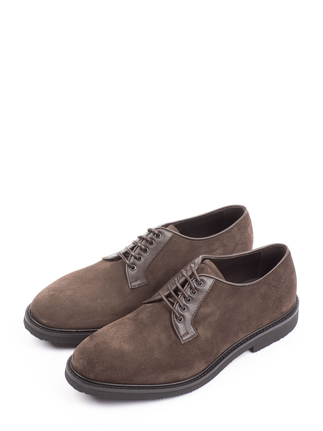 Туфли коричневые замшевые с миндалевидным мысом — купить в интернет-магазине Verdistore