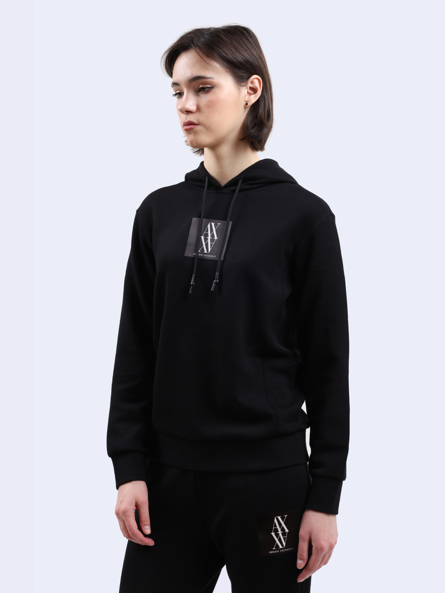 Худи Armani Exchange 6DYM78 YJEGZ 1200 черное женское — купить в интернет-магазине Verdistore