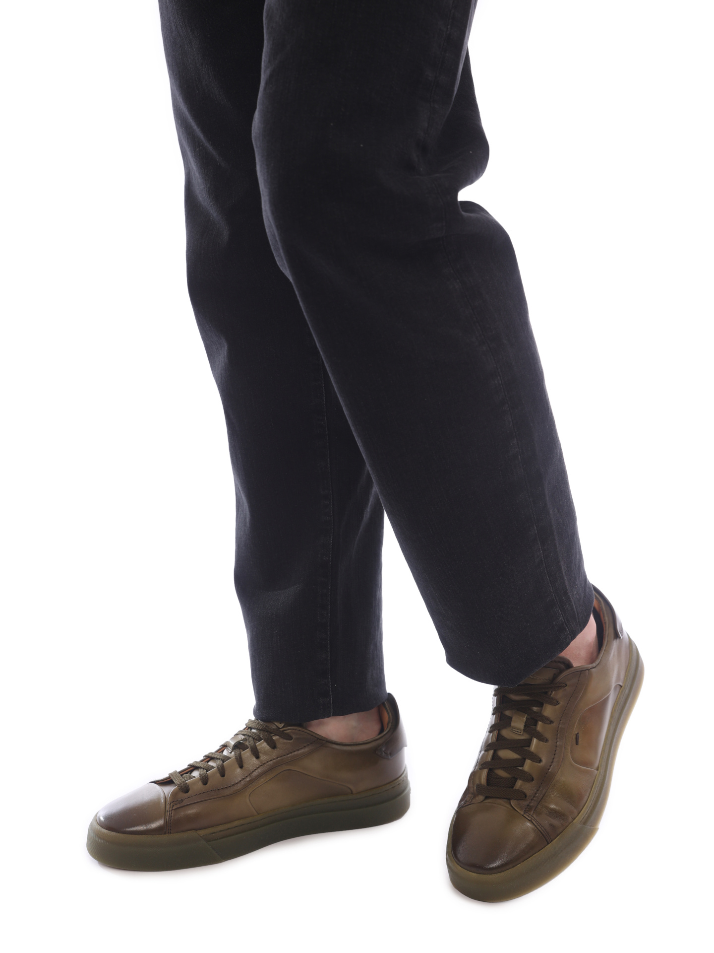 Кеды зеленые кожаные на шнурках — купить в интернет-магазине Verdistore