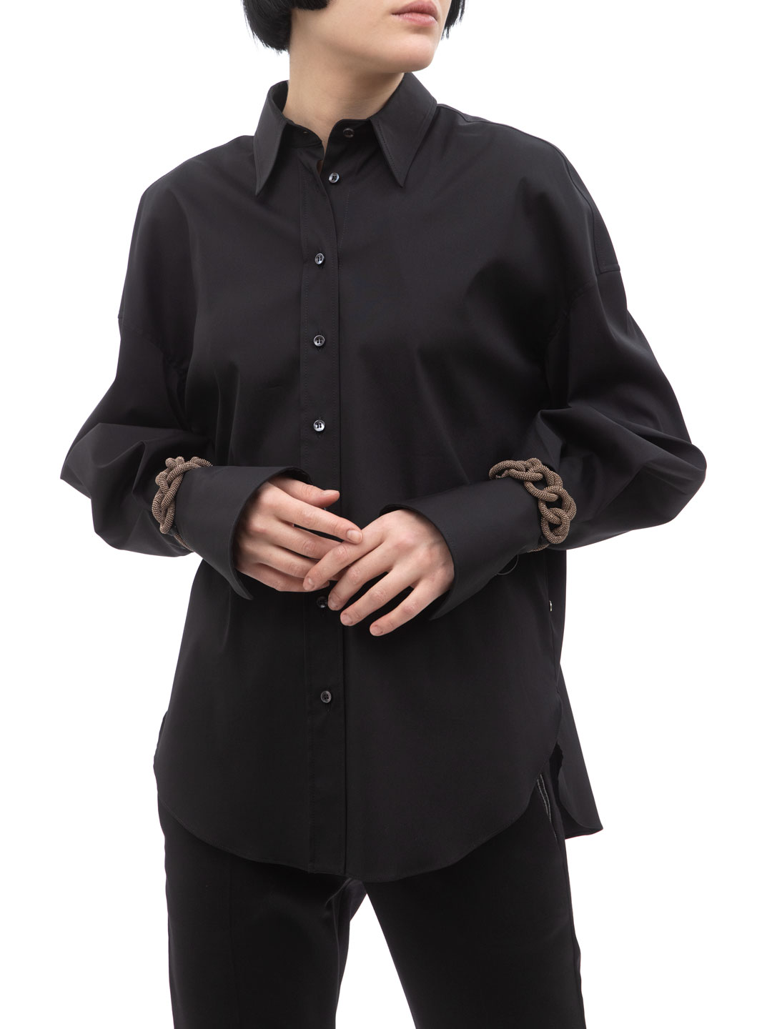 Рубашка Brunello Cucinelli M0091MZ606 C101 черная женская из хлопка — купить в интернет-магазине Verdistore