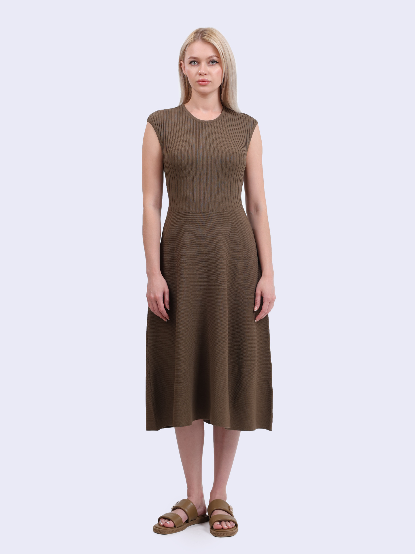 Платье Armani Exchange XW000119 AF10352 U6199 коричневое женское из трикотажа — купить в интернет-магазине Verdistore