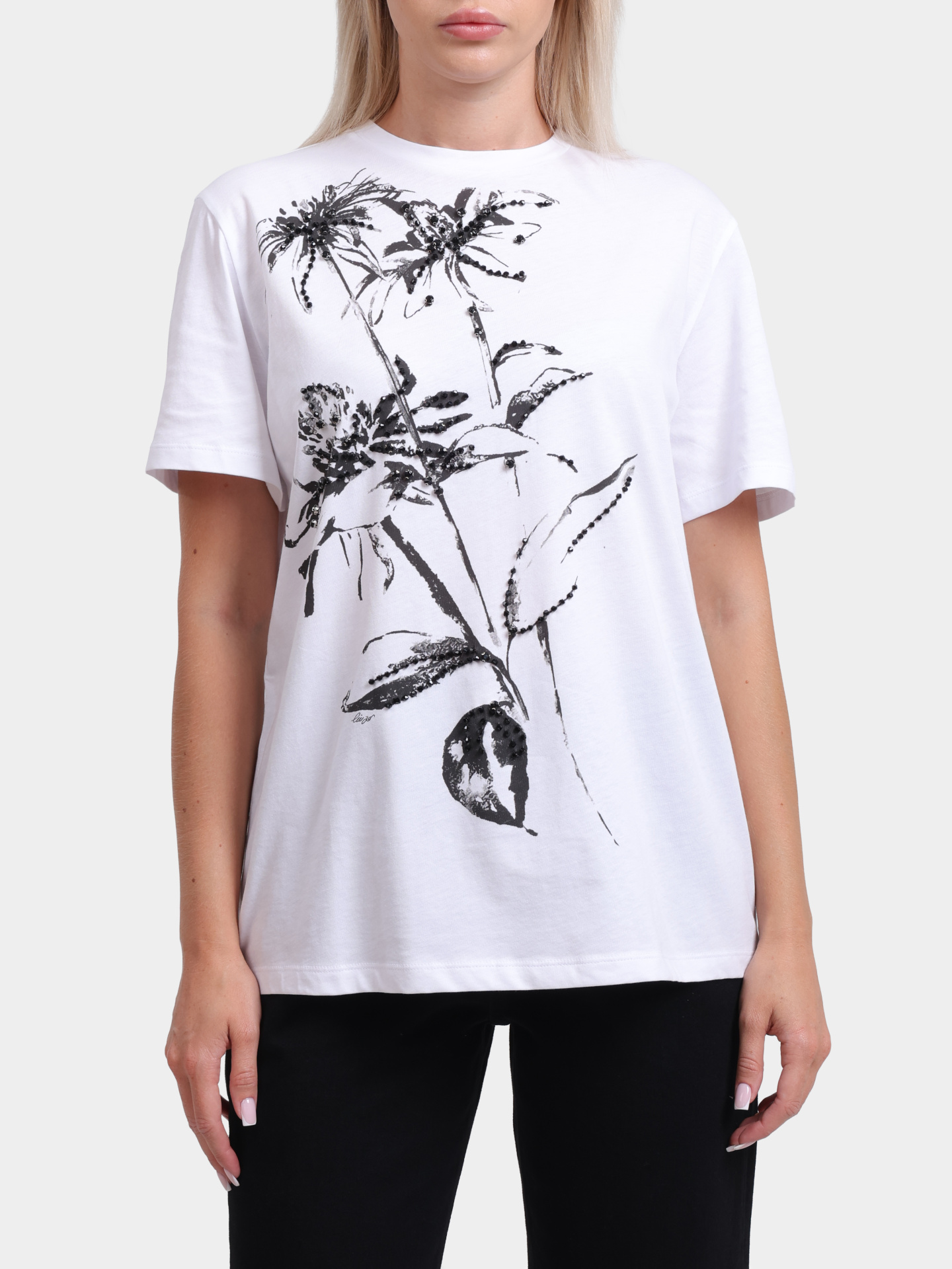 Футболка Liu-Jo CF5382 J6308 W9992 белая женская из хлопка — купить в интернет-магазине Verdistore