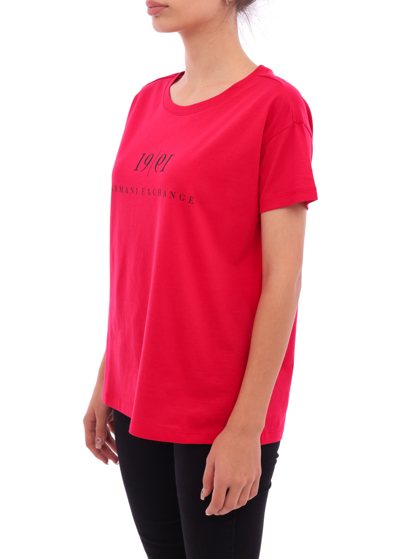 Футболка Armani Exchange 6KYTEE YJ6QZ 1492 красная женская с логотипом — купить в интернет-магазине Verdistore