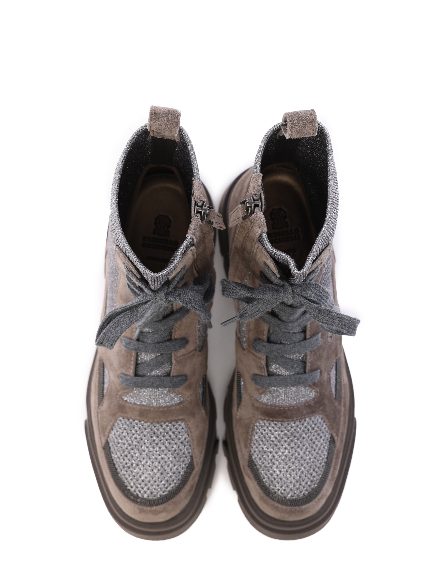 Ботинки Brunello Cucinelli MZ34G2299 C1276 комбинированные женские на шнуровке — купить в интернет-магазине Verdistore