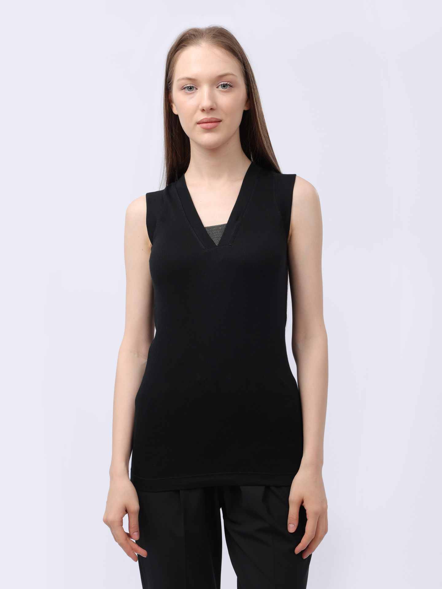 Топ Brunello Cucinelli M0TC8EL672 C101 черный женский из хлопка — купить в интернет-магазине Verdistore