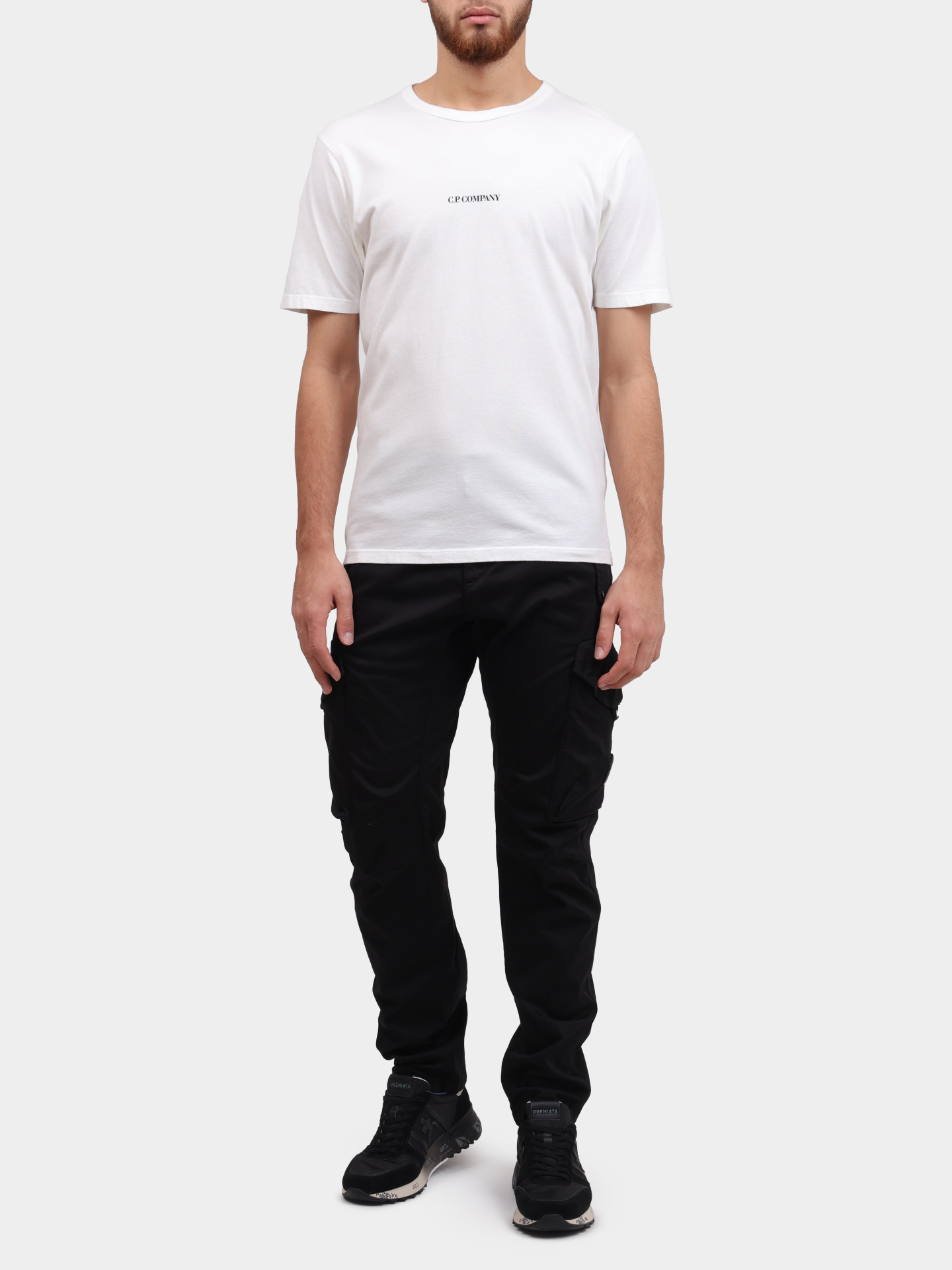 Футболка C.P. Company 16CMTS085A-005431G 103 белая мужская с логотипом — купить в интернет-магазине Verdistore