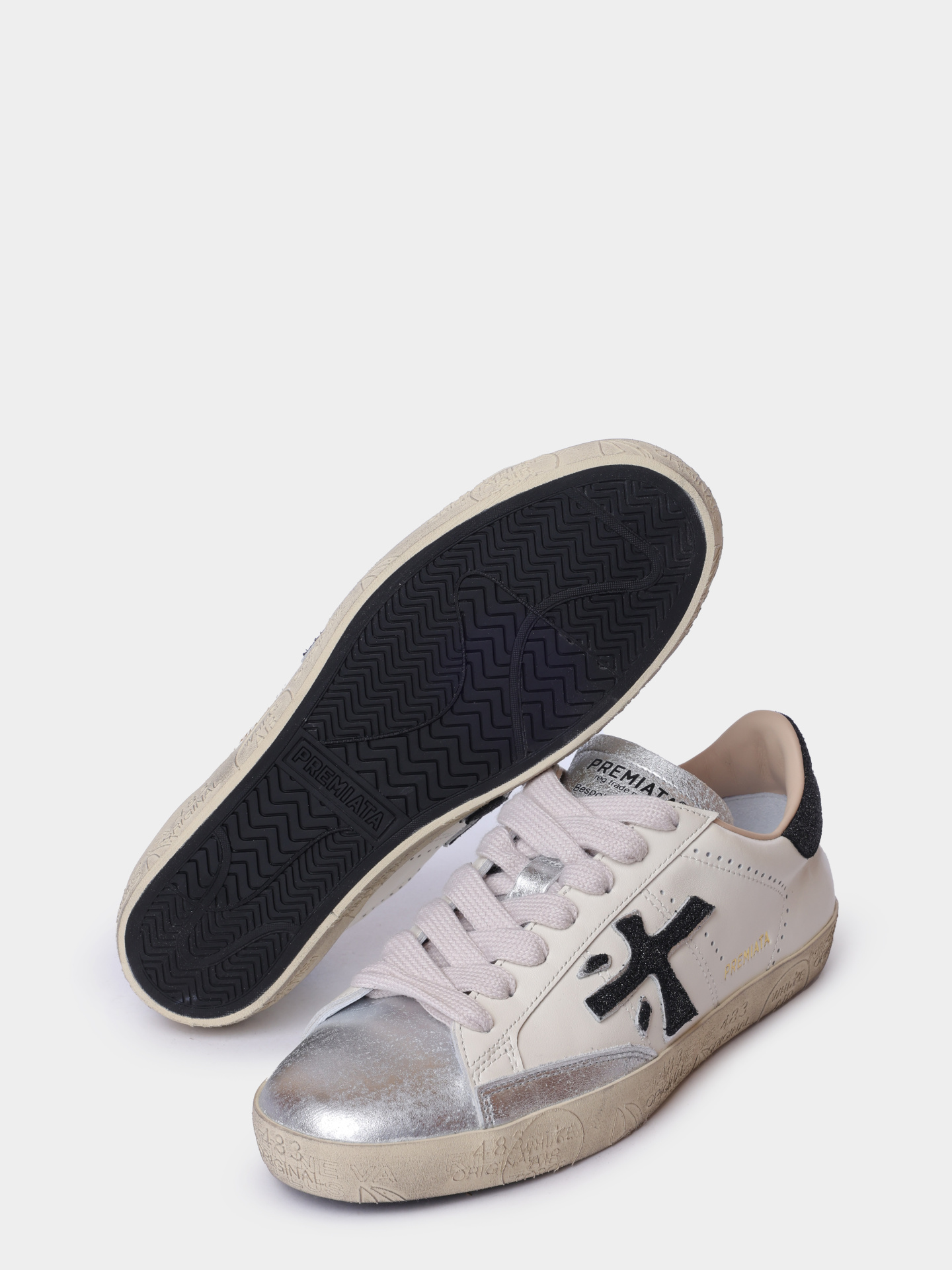 Кеды Premiata Sport STEVEND VAR 6936 молочные женские комбинированные с серебристым носком — купить в интернет-магазине Verdistore