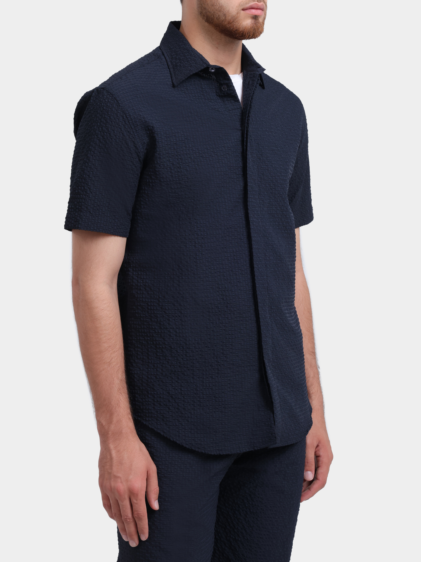 Рубашка Emporio Armani EM005655 TE20392 UB109 фактурная мужская — купить в интернет-магазине Verdistore