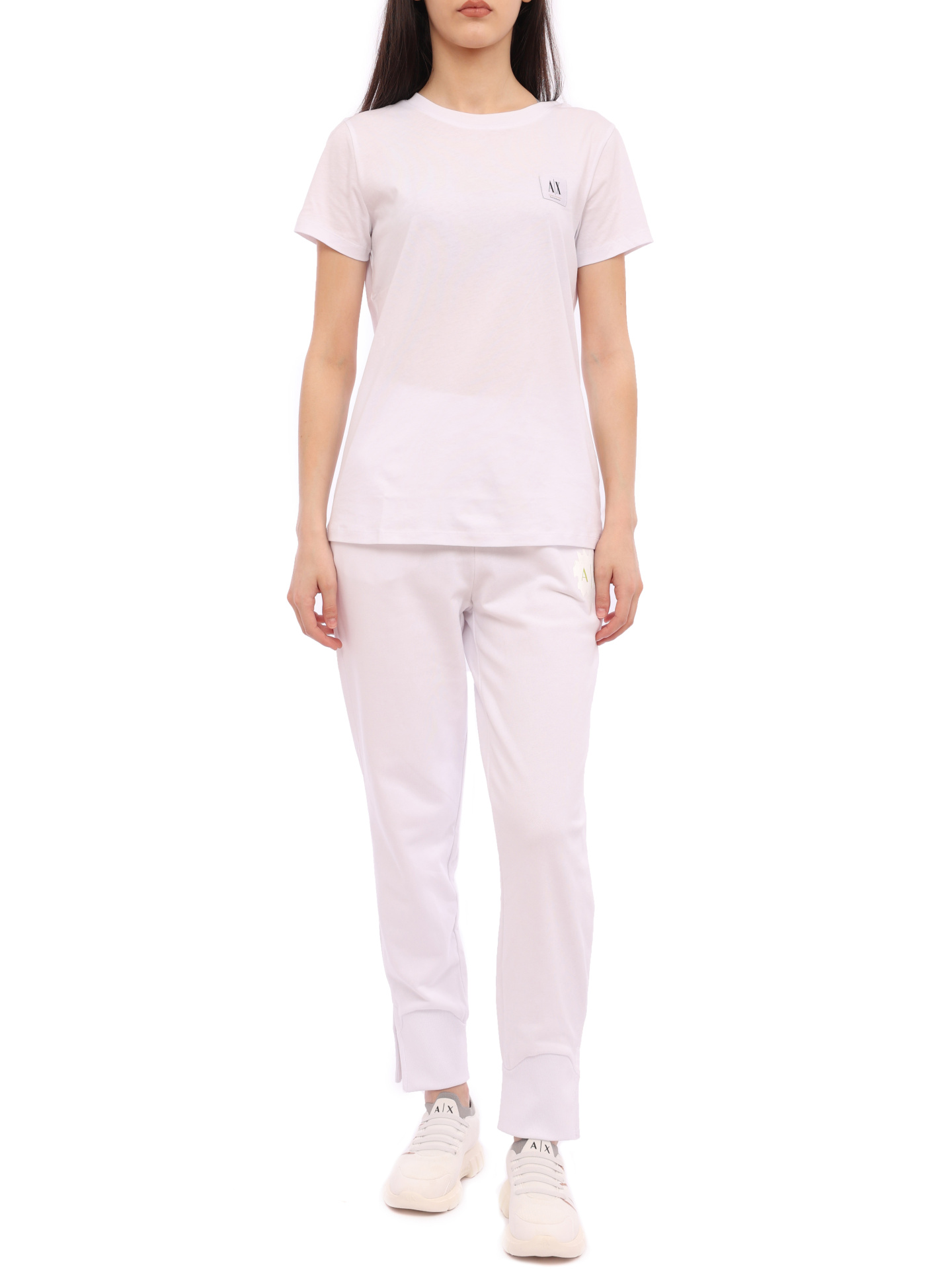 картинка Брюки спортивные Armani Exchange 3RYP89 YJCZZ 1000 белые женские из хлопка от магазина Verdistore