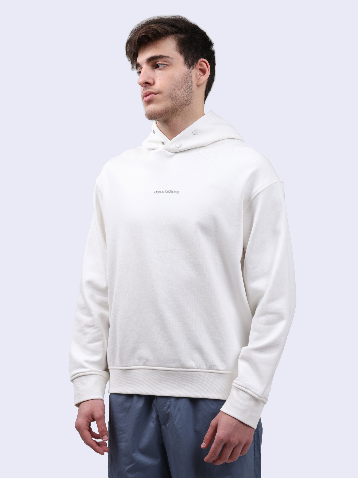 Худи Armani Exchange 6DZMLJ ZJ4XZ 1116 белое мужское из хлопка — купить в интернет-магазине Verdistore