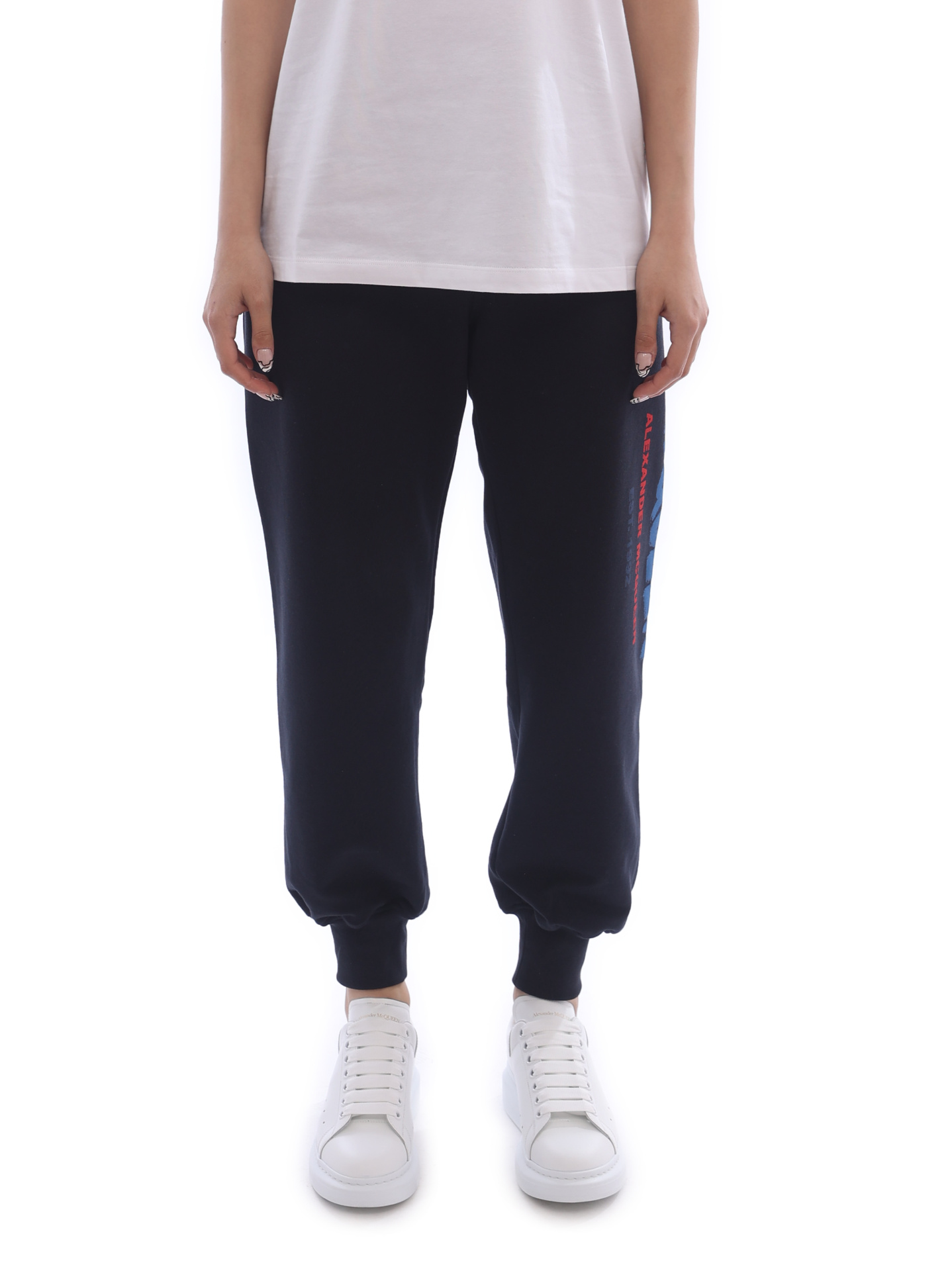 Брюки Alexander McQueen 687037-QZAD5-0415 темно-синие женские — купить в интернет-магазине Verdistore