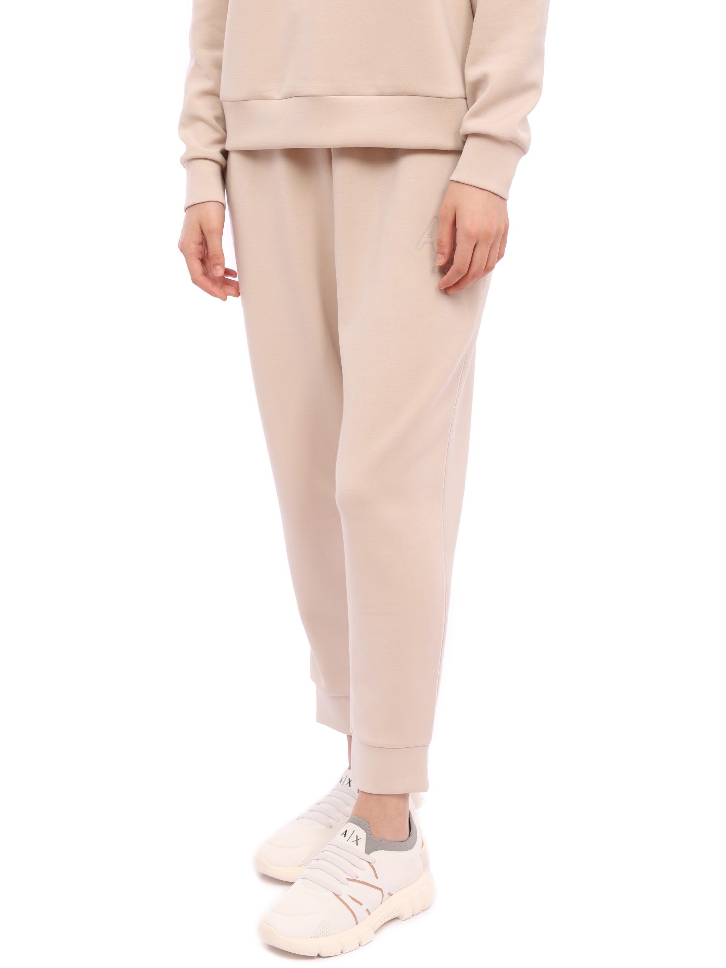 картинка Брюки спортивные Armani Exchange 3RYP81 YJDDZ 1775 бежевые женские с логотипом от магазина Verdistore