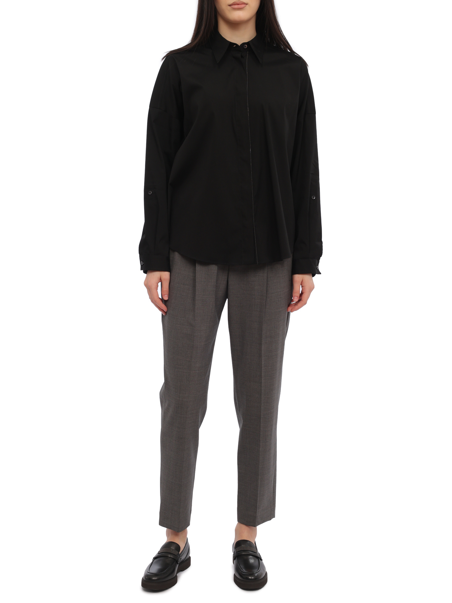 Рубашка Brunello Cucinelli M0091B1375 C101 черная женская — купить в интернет-магазине Verdistore