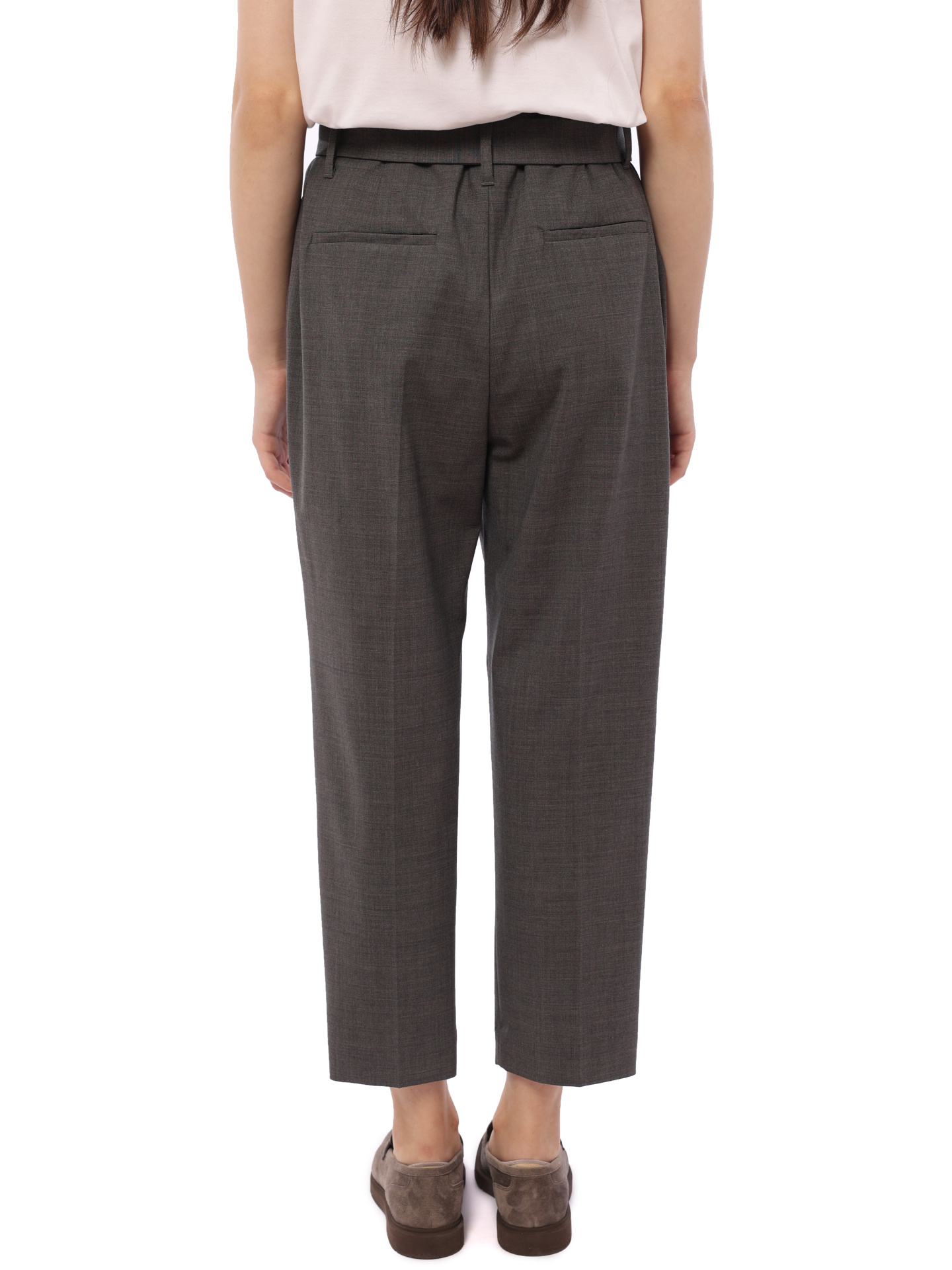 Брюки Brunello Cucinelli M0W07P6233 серые женские из шерсти — купить в интернет-магазине Verdistore