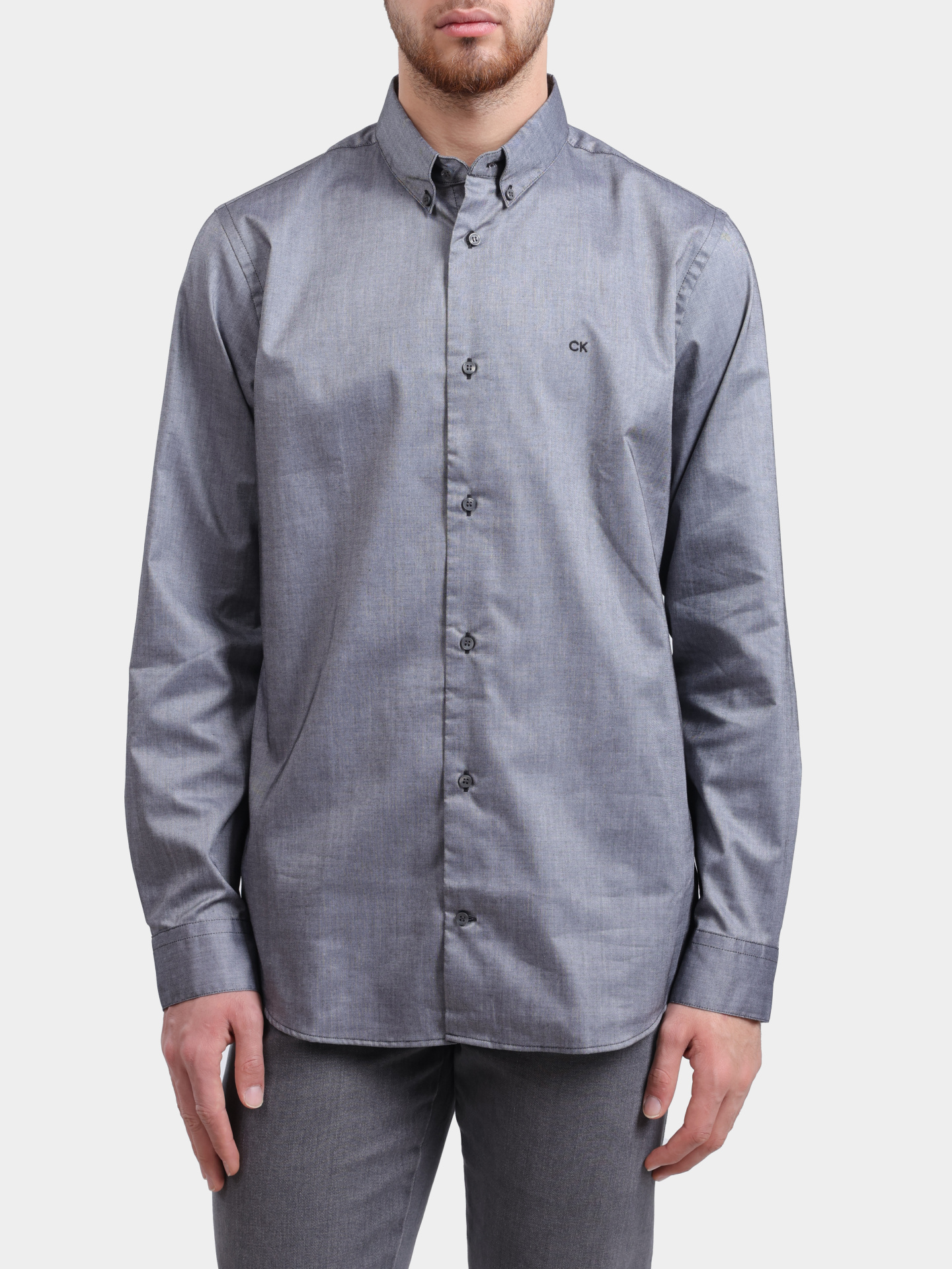 Рубашка Calvin Klein K10K113212 0GP серая мужская — купить в интернет-магазине Verdistore