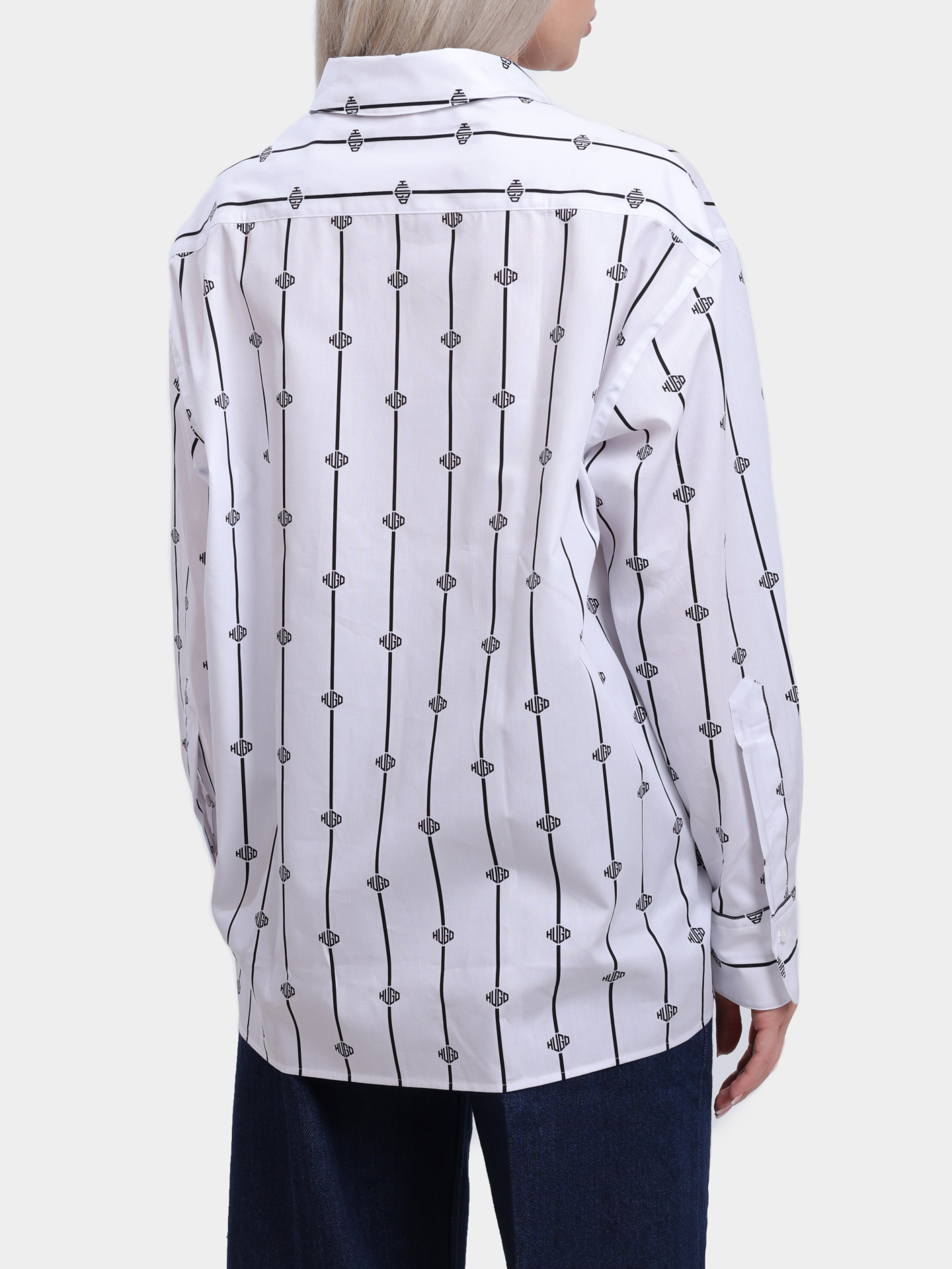 Рубашка Hugo Eskil 50538451 966 хлопковая женская в полоску — купить в интернет-магазине Verdistore