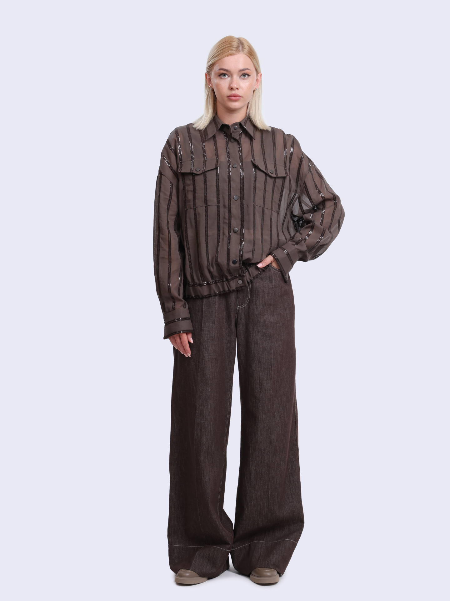 Джинсы Brunello Cucinelli MB125P5658 коричневые женские — купить в интернет-магазине Verdistore