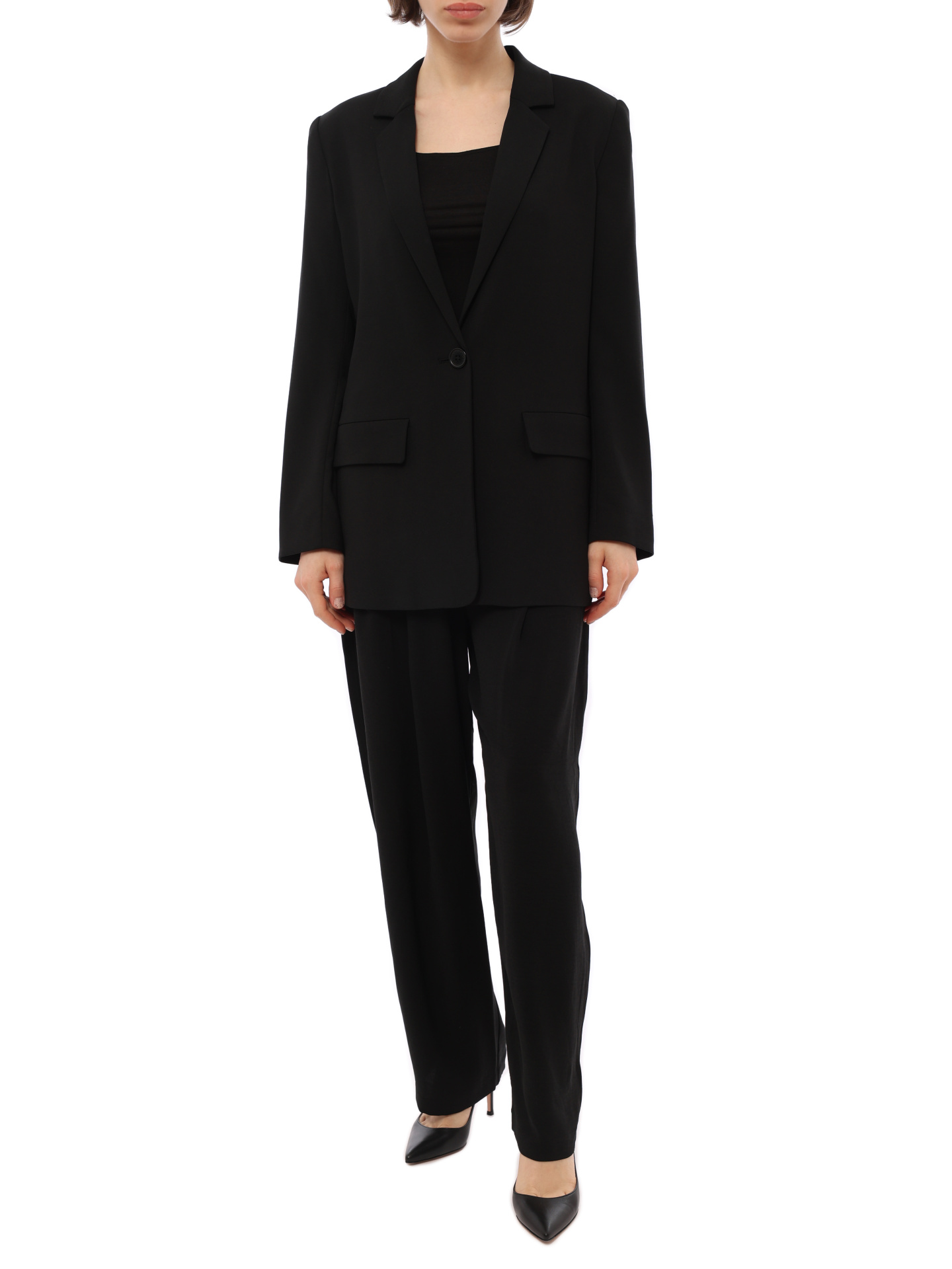 картинка Брюки Armani Exchange 3RYP45 YN9JZ 1200 черные женские с защипами от магазина Verdistore