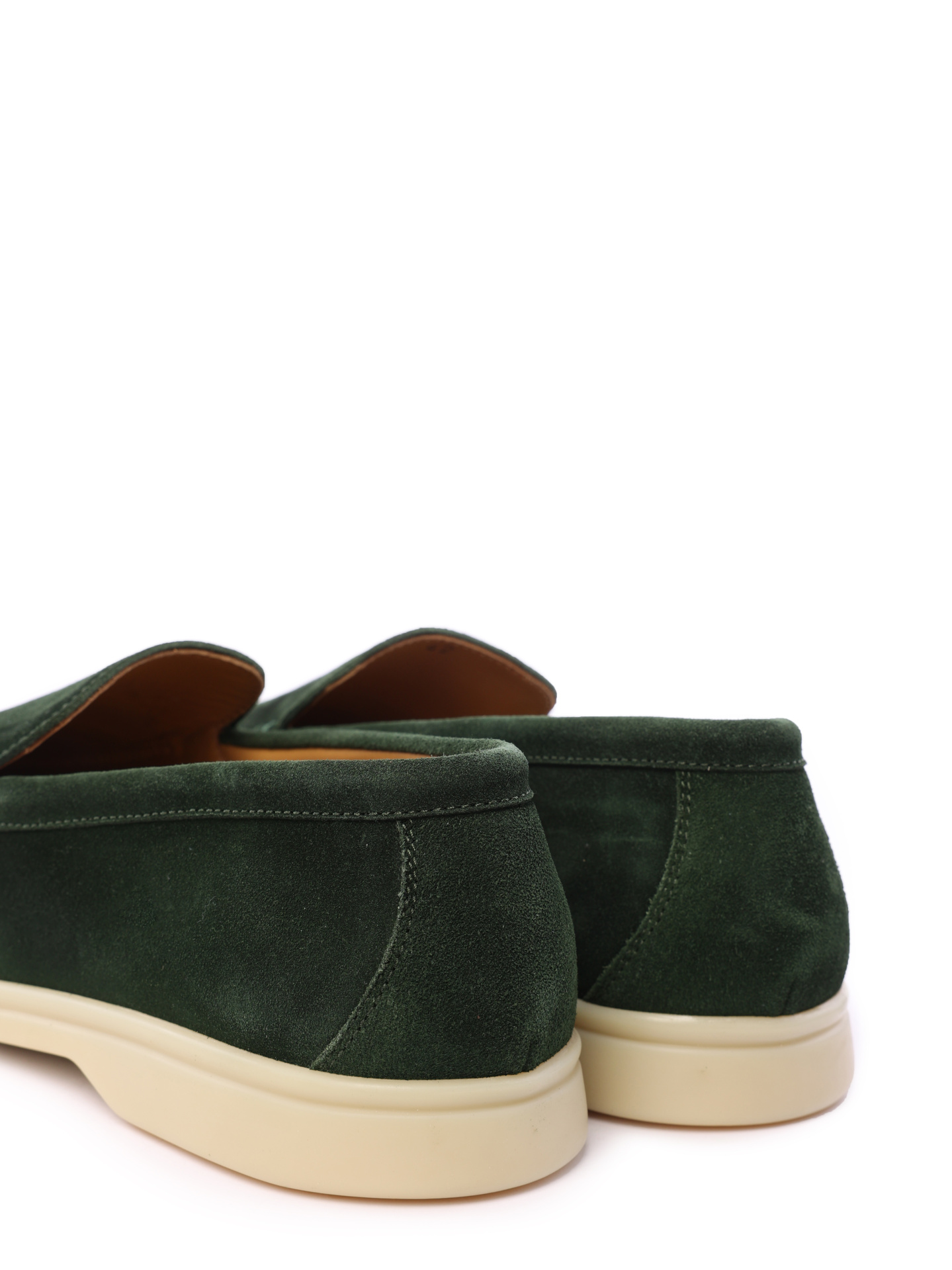 Туфли зеленые замшевые на бежевой подошве — купить в интернет-магазине Verdistore