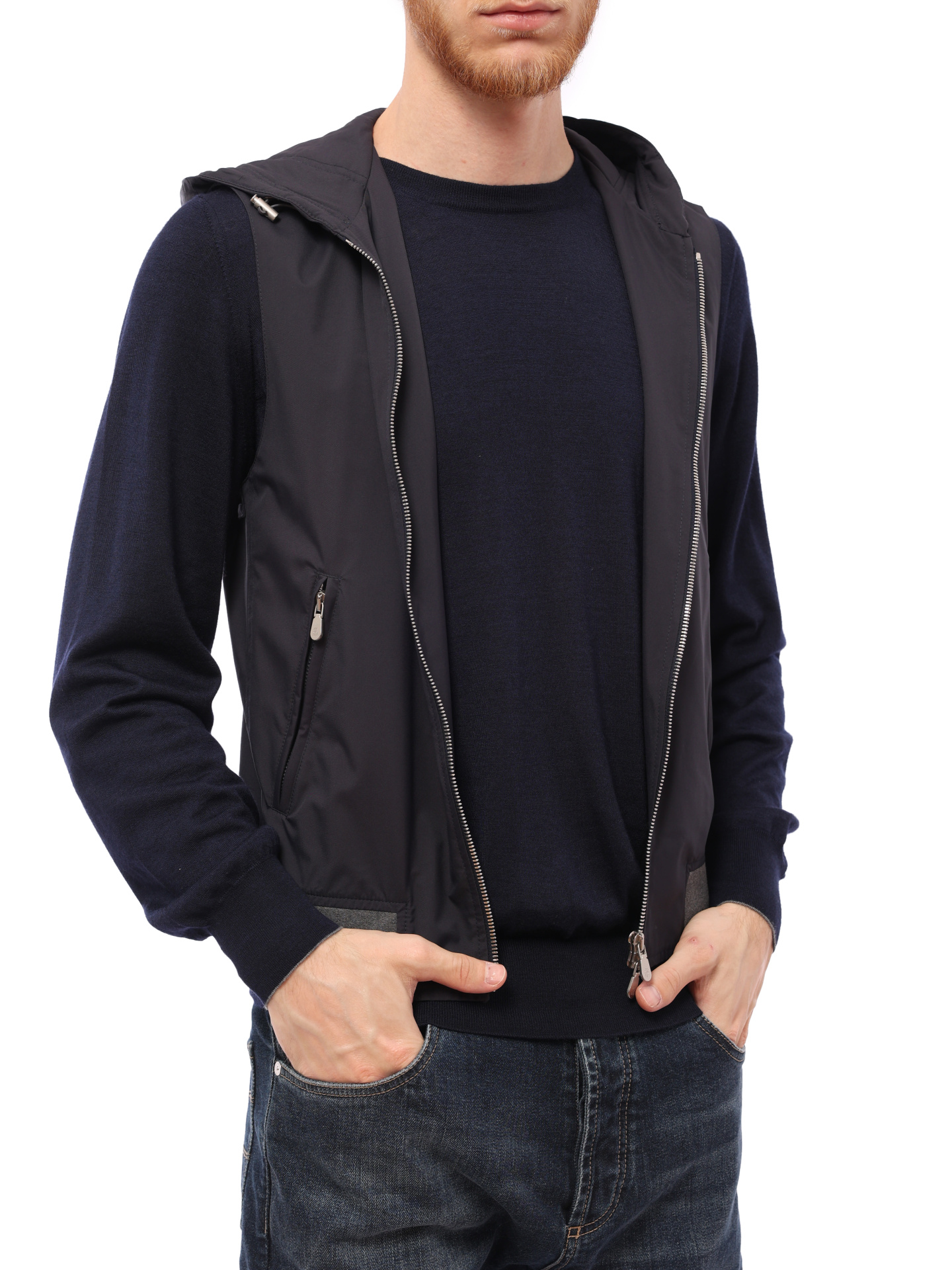 Куртка Brunello Cucinelli MPCLN1316 комбинированная мужская из замши — купить в интернет-магазине Verdistore