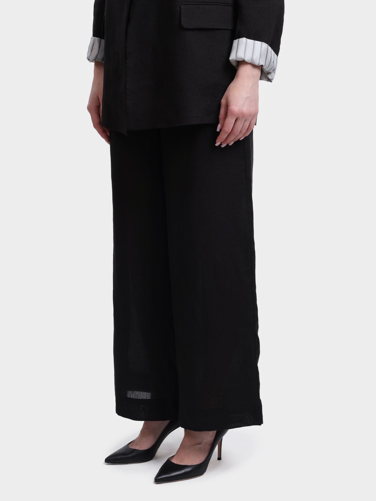 Брюки Marella Sport MLSUOMO 006 черные женские льняные прямого кроя — купить в интернет-магазине Verdistore