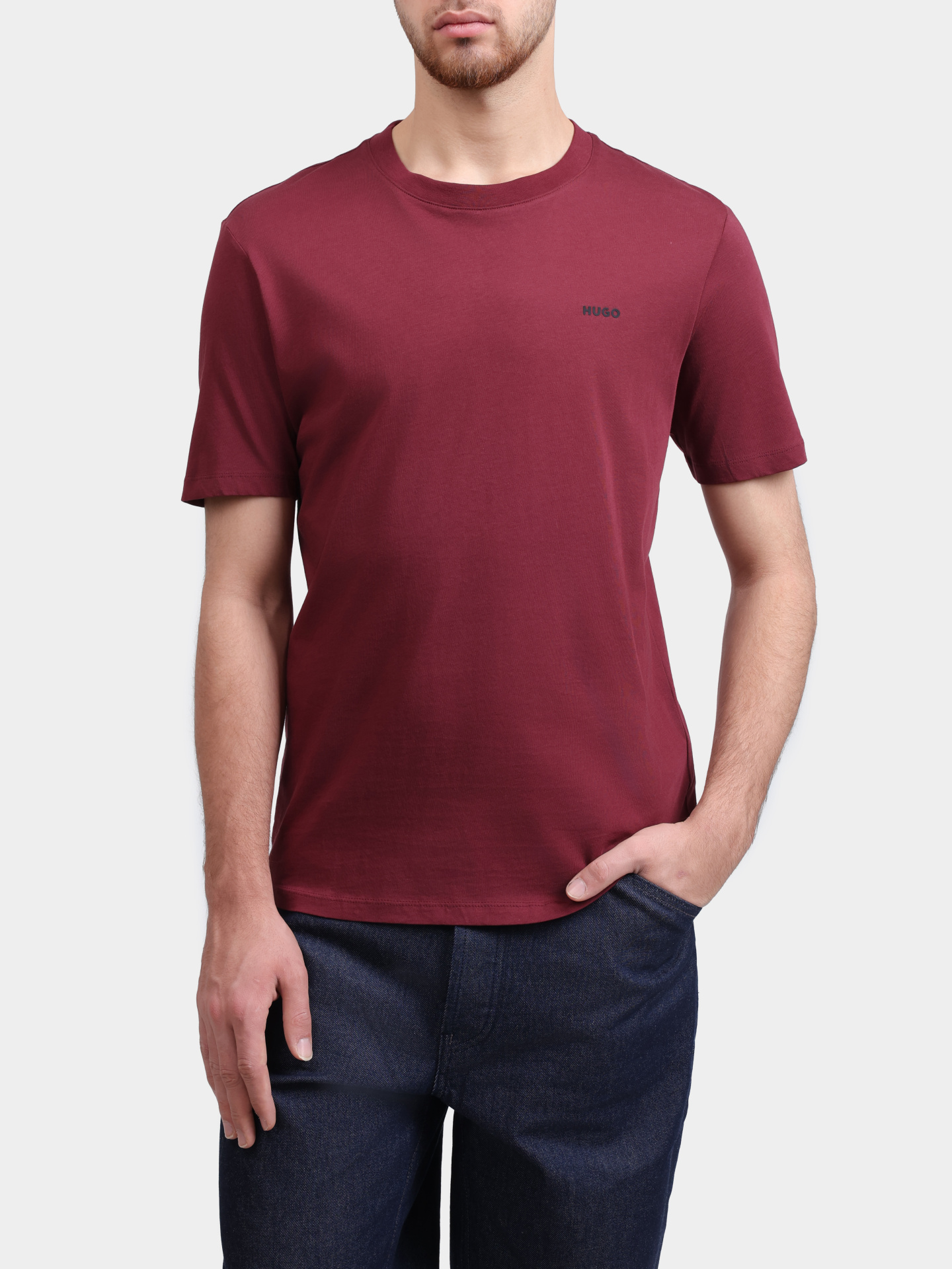 Футболка HUGO RED Dero222 10229761 01 50466158 602 красная мужская с маленьким логотипом — купить в интернет-магазине Verdistore