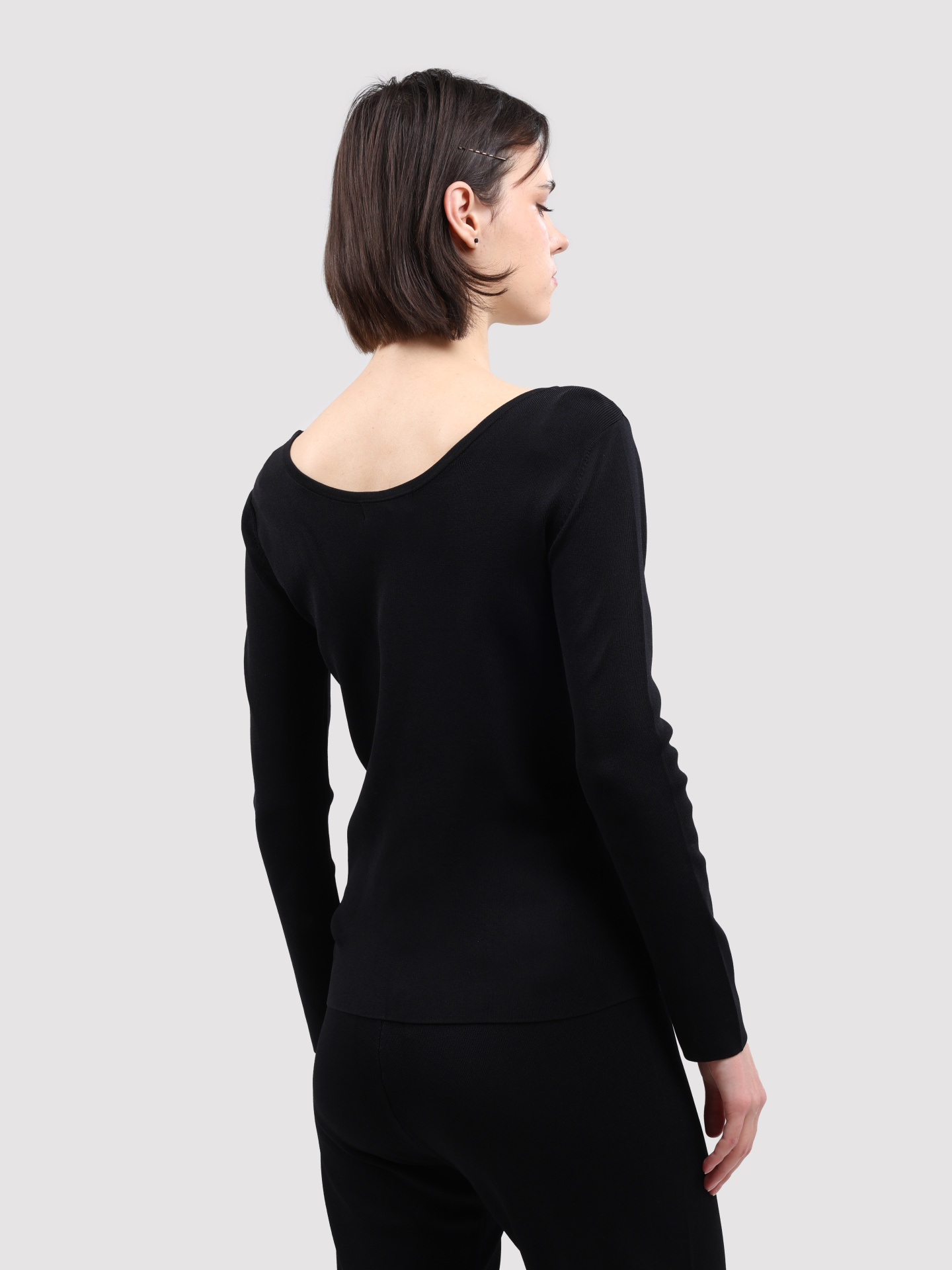 Лонгслив Armani Exchange XW000047 AF10352 UC001 черный женский с вырезом — купить в интернет-магазине Verdistore